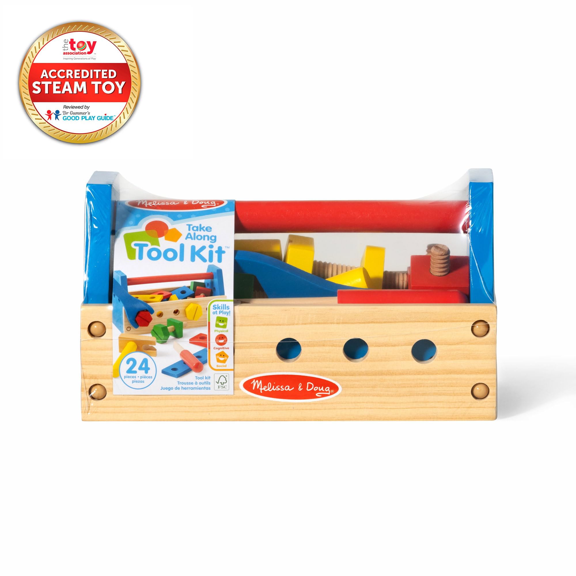 Melissa & Doug Take-Along Tool Kit Wooden Construction Toy (24 pcs) Toy Tools, Wooden Tool Set for Toddlers and Kids Ages 3+ 🍁 All In One Marketplace Canada