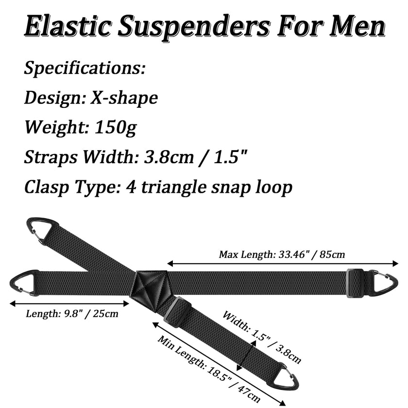 Suspenders for Men Heavy Duty Mens Suspenders Elastic 1.5-inch Braces Adjustable with 4 Plastic Snap Loop for Jeans Pants Outdoor Work Wedding Black 🍁 All In One Marketplace Canada