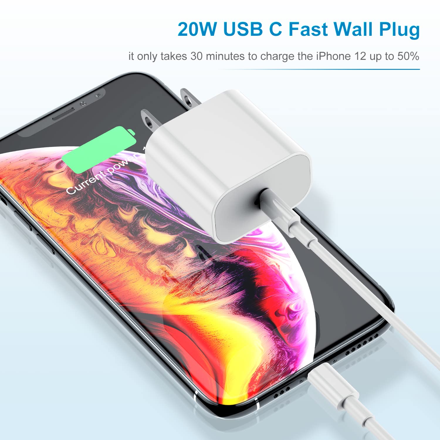 2Pack Apple Certified iPhone Charger Fast Charging, PD USB C Wall Charger Block with Type C to Lightning Cable 6ft Compatible with iPhone 14/14 Plus/13 Pro Max/12/12 Pro/11/iPad 🍁 All In One Marketplace Canada