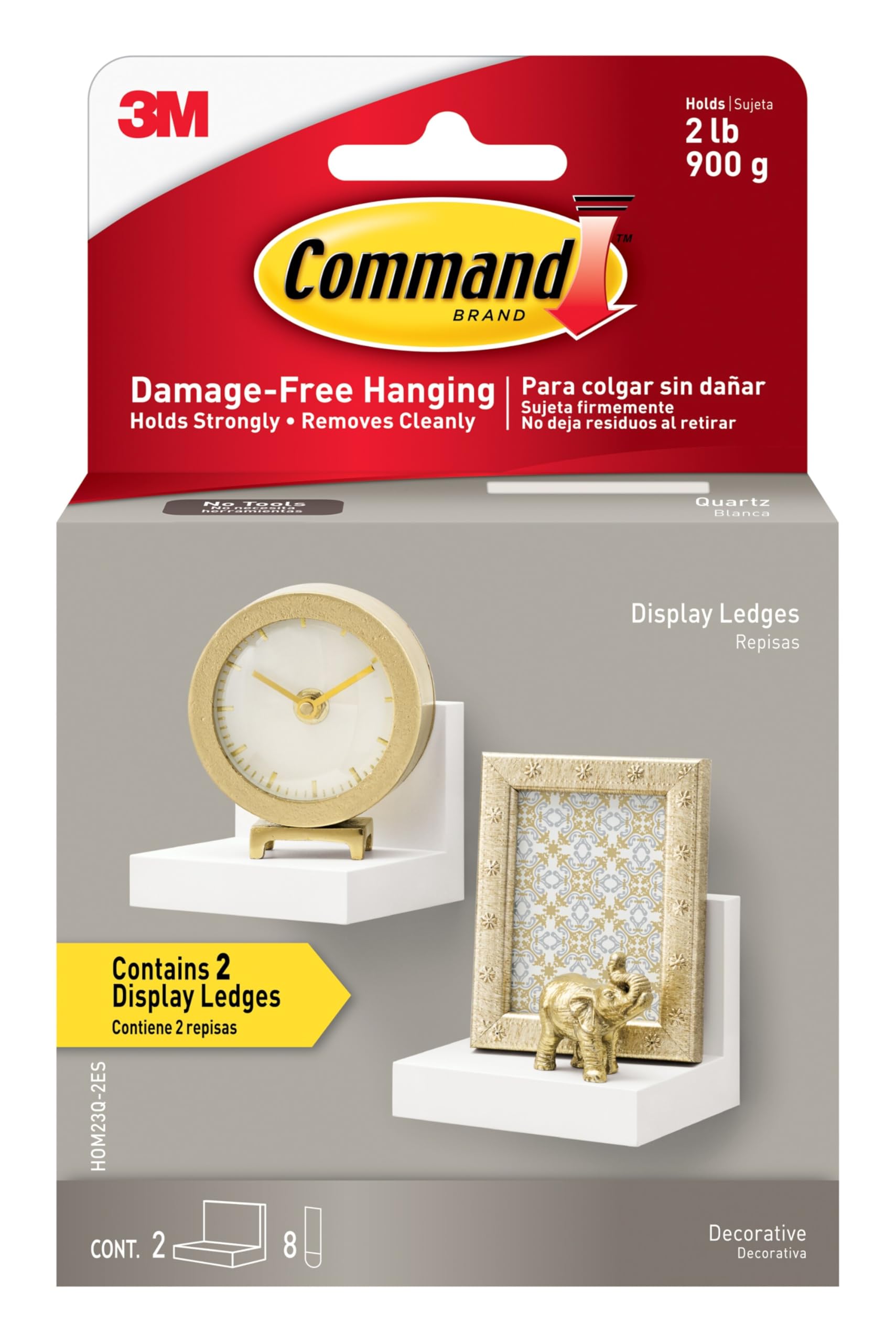 Command Display Floating Wall Shelves, 2 Ledges 8 Strips, Damage-free Decorating, Quartz 🍁 All In One Marketplace Canada