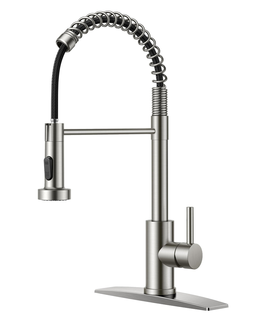 FORIOUS Kitchen Faucets, Brushed Nickel Kitchen Sink Faucet with Pull Down Sprayer, Commercial Kitchen Faucet Stainless Steel, Classic Single Handle Pull Out Sink Faucets for RV Laundry Utility Room 🍁 All In One Marketplace Canada