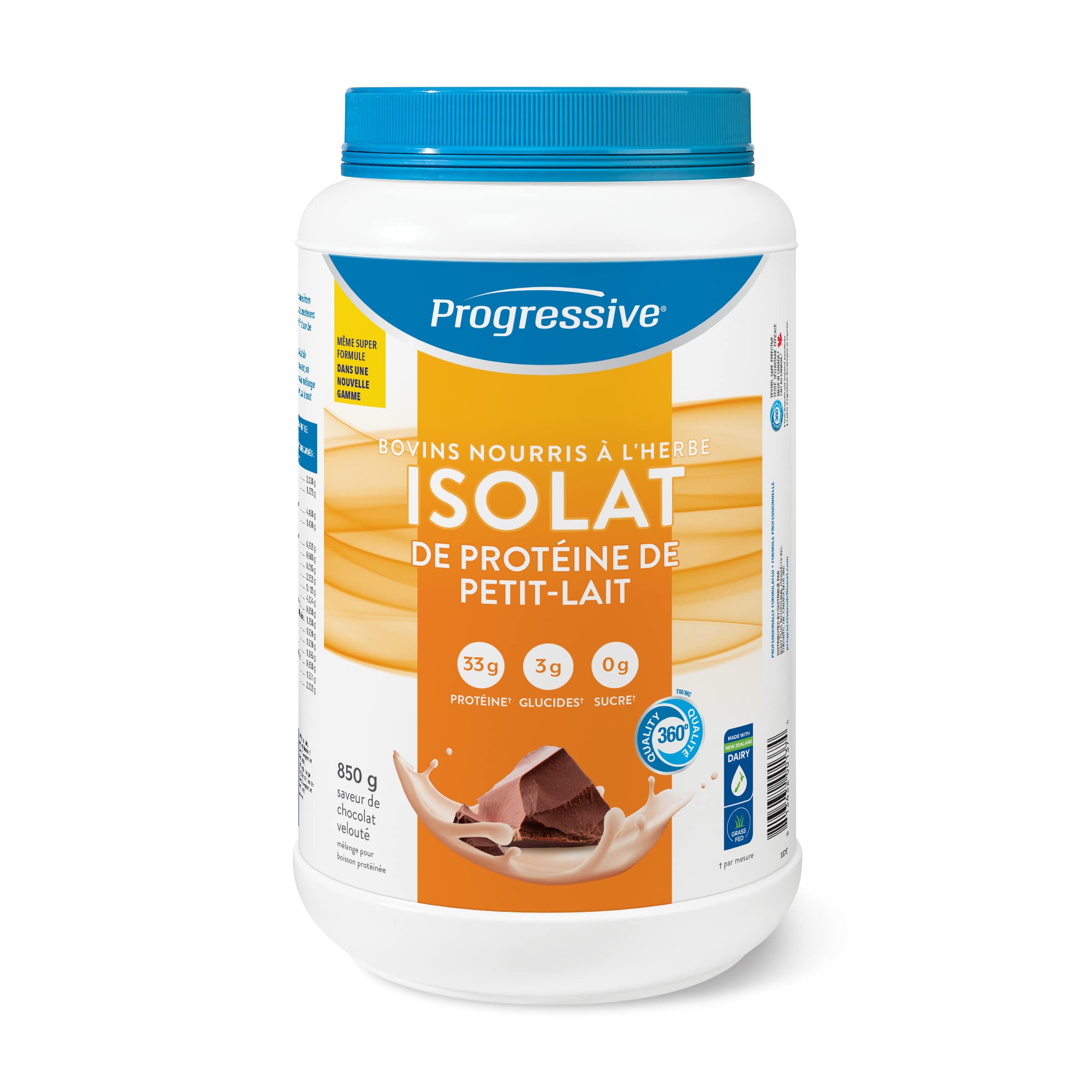 Progressive Grass-Fed 100% Whey Isolate Powder Chocolate Velvet, with 33g of New Zealand Whey Concentrate per Scoop for Muscle Gain and Recovery, Pasture-Raised, Non-GMO, Antibiotic-Free, and Hormone-Free, 850g 🍁 All In One Marketplace Canada