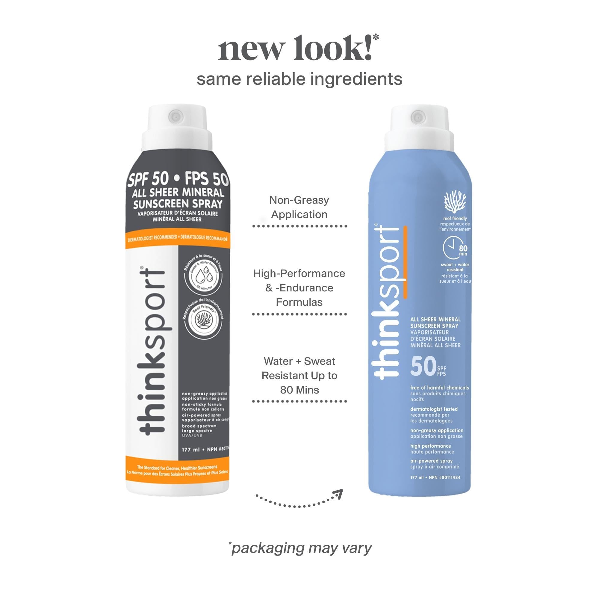 Thinksport SPF 50 All Sheer Mineral Sunscreen Spray – Air Powered, Waterproof Sport Sunscreen Spray – Safe, Natural Zinc Oxide Sun Protection, 6 Fl oz 🍁 All In One Marketplace Canada