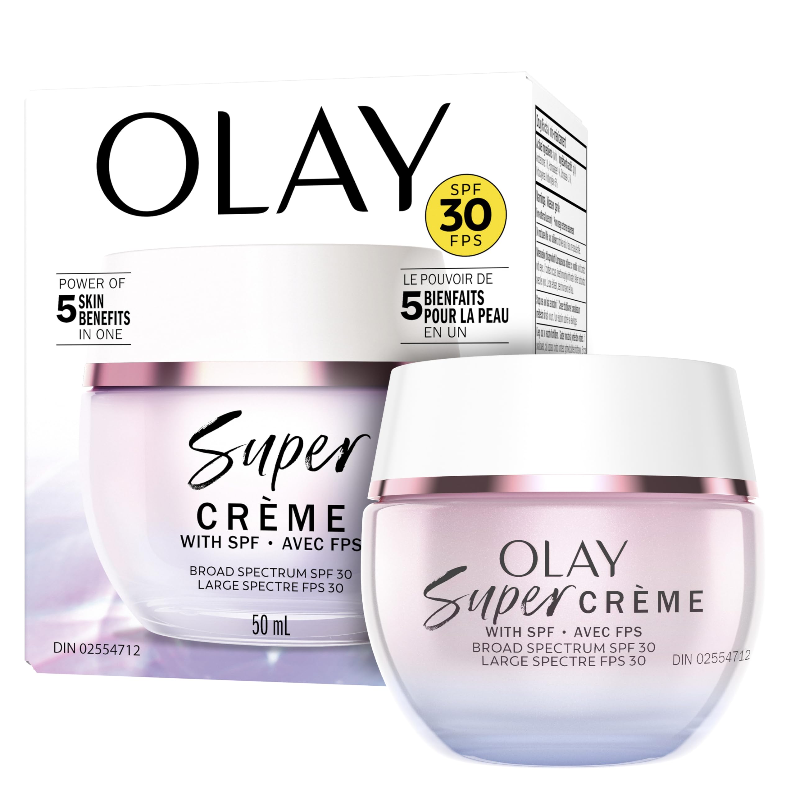 Olay Super Cream with Sunscreen SPF 30, Ultra Lightweight Face Moisturizer with Vitamin C, Hyaluronic Acid, Niacinamide, Vitamin E, and Collagen Peptide that hydrates, smooths, brightens, firms, and protects with SPF, 50 mL 🍁 All In One Marketplace Canada