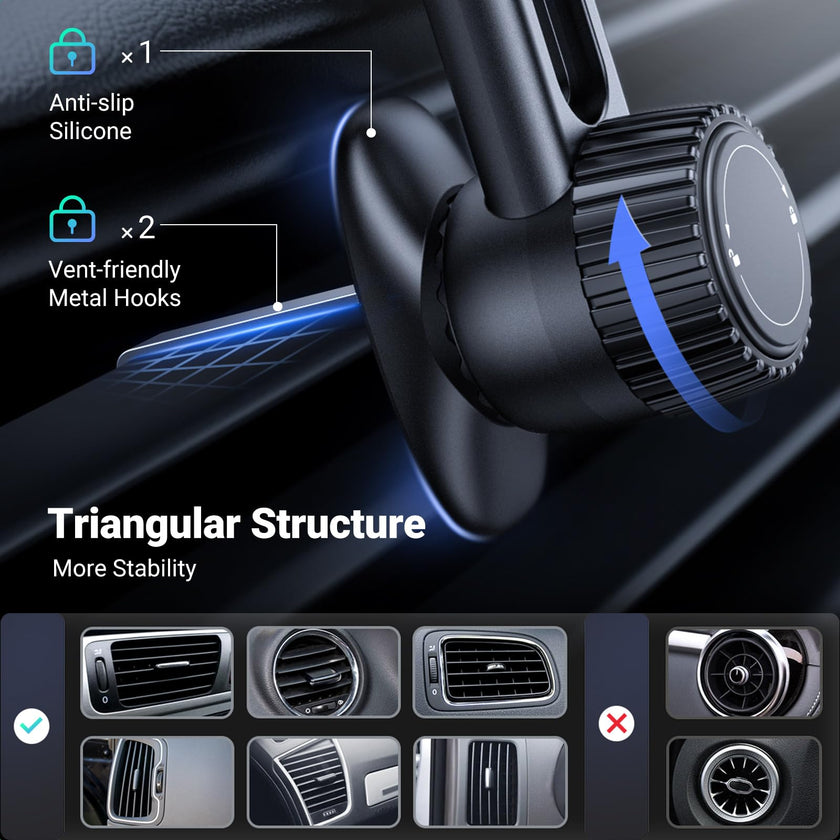 UGREEN Magsafe Phone Mount for Car, Not Blocking Air Vent, with 2 Metal Rings for All Phones Strengthen Magnetic Car Phone Holder Compatible with iPhone 17 16 15 Pro Max 14 13 12 Pro Mini MagSafe Case 🍁 All In One Marketplace Canada