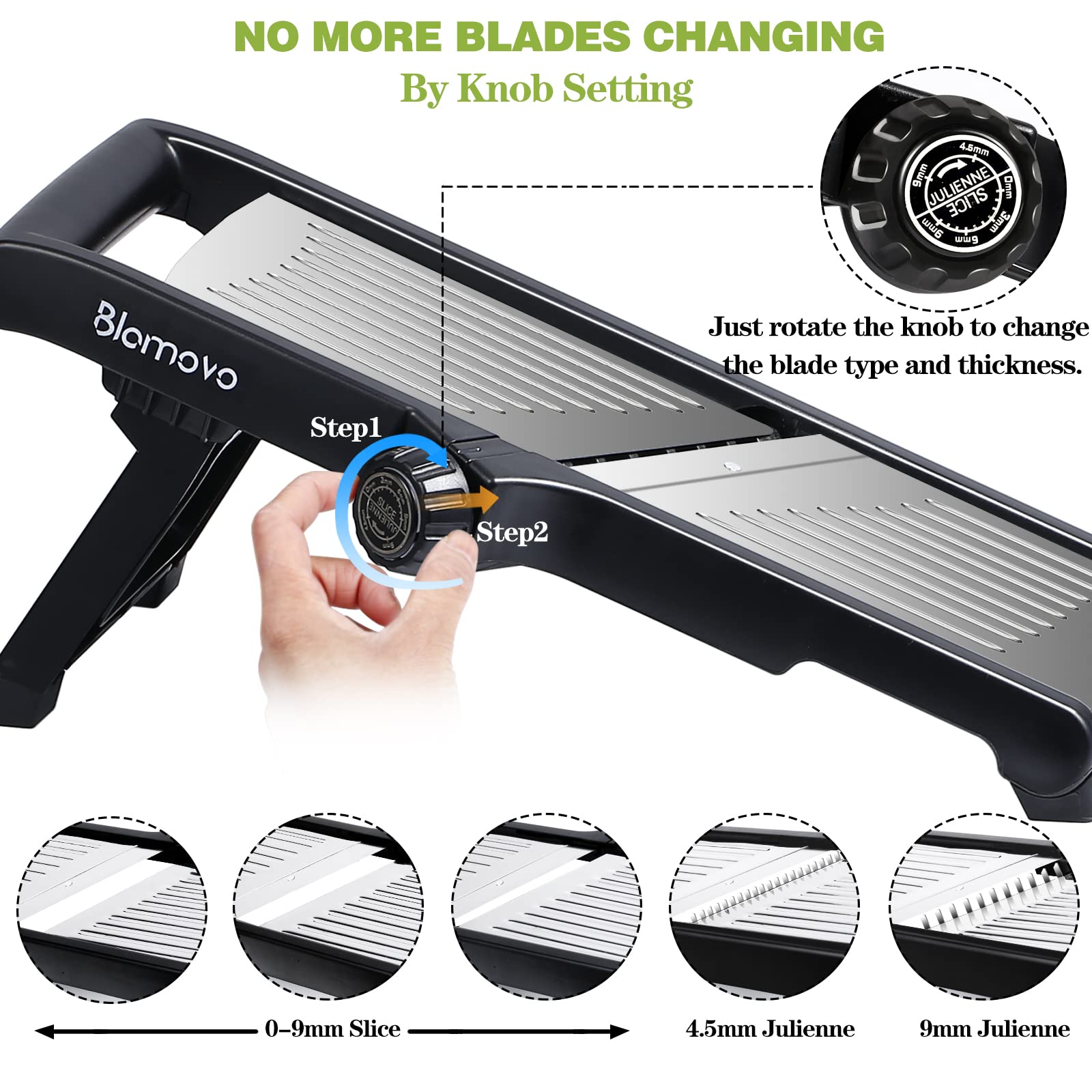 Blamovo Mandoline Slicer for Kitchen, Vegetable Mandolin Slicer with Adjustable Thickness by One-Knob Control, Veggie Fruit Potato Slicer Julienne, with Safety Gloves 🍁 All In One Marketplace Canada