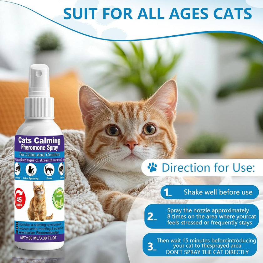 Cat Calming Spray & Cat Pheromone Spray – Stress & Anxiety Relief for Cats & Kittens, Reduces Scratching, Peeing & Marking, Safe Drug-Free Formula with F3 Cat Pheromones,2 Pack 🍁 All In One Marketplace Canada