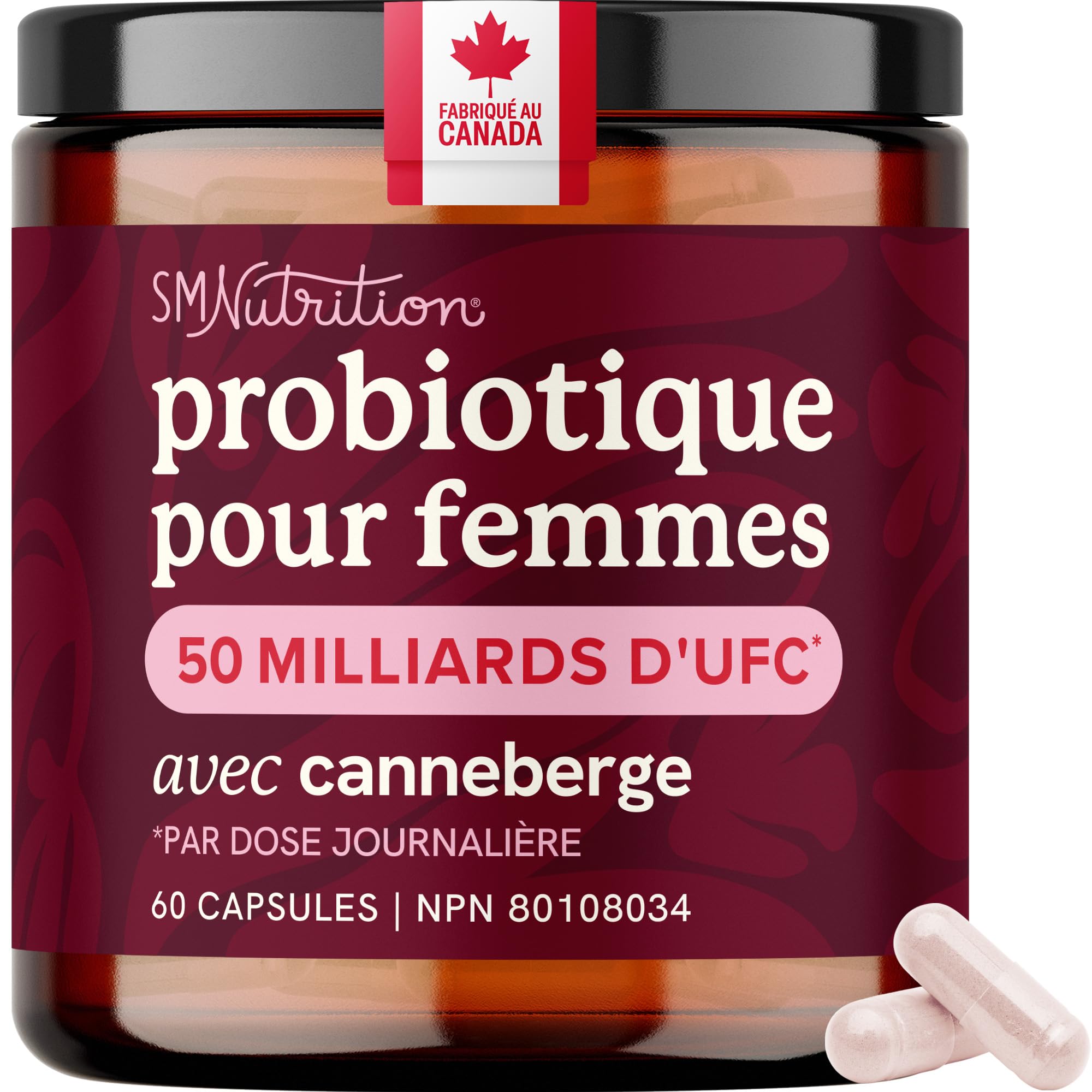 Womens Probiotic with Cranberry | 50 Billion CFU for Gut Health, Bloating Relief & Digestive Support | With Cranberry for Vaginal Health | Gut Health Supplements for Women | Made in Canada | 60 Ct. 🍁 All In One Marketplace Canada