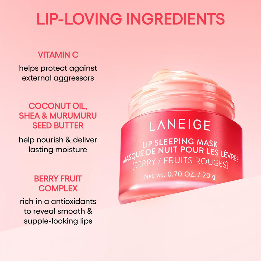 LANEIGE Lip Sleeping Mask: Nourish, Hydrate, Vitamin C, Murumuru & Shea Butter, Antioxidants, Flaky, Dry Lips 🍁 All In One Marketplace Canada