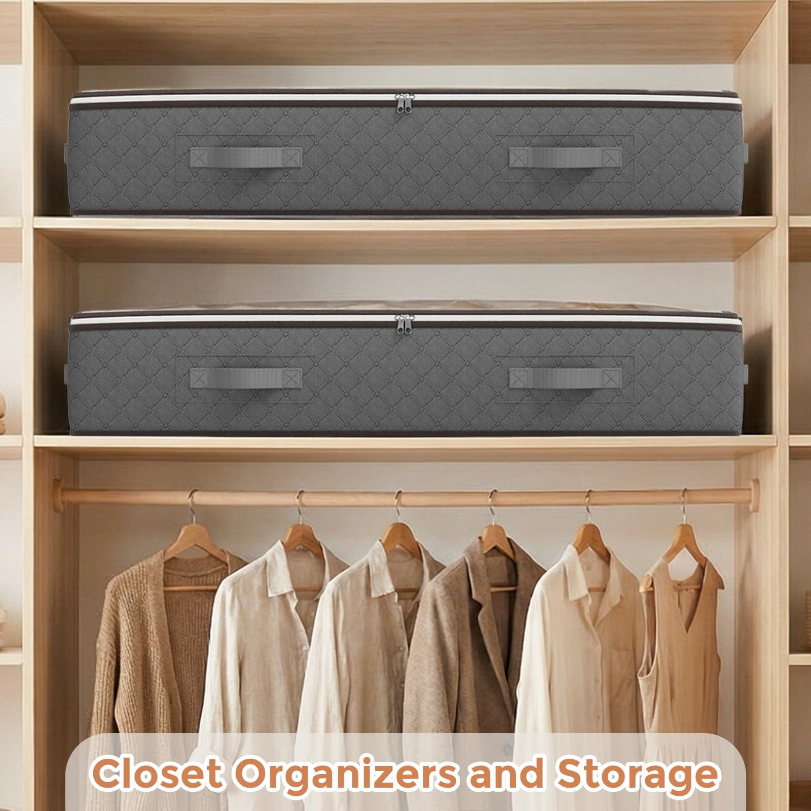 Budding Joy 90L Under Bed Storage Containers, Closet Organizers and Storage Bins, Foldable Underbed Storage Bags for Blankets, Towels, Comforter, Sweaters, Pillows, Linen Sheets, Wrapping Paper 🍁 All In One Marketplace Canada