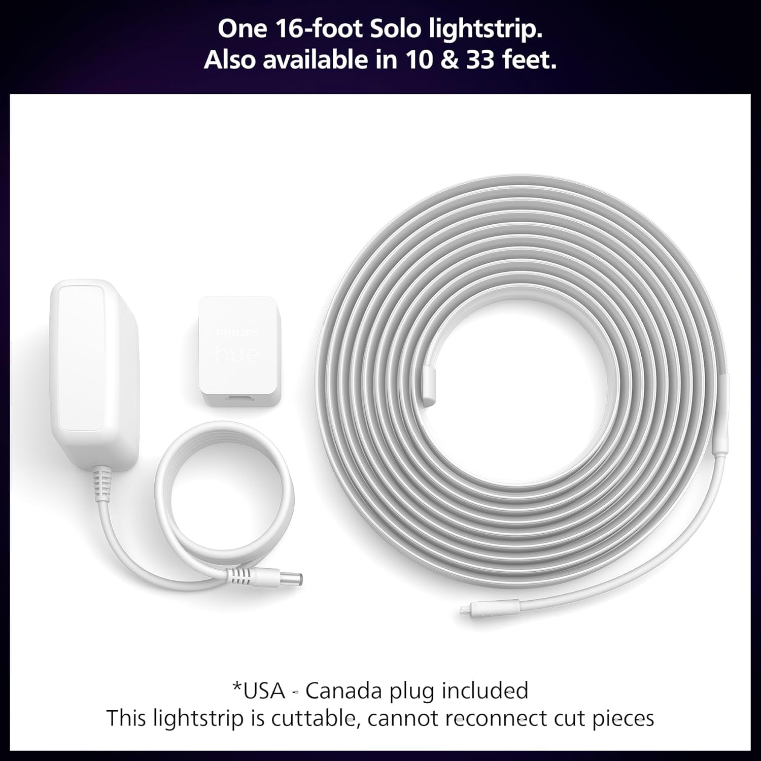 Philips Hue Indoor 5M (16FT) Smart LED Solo lightstrip Base Kit - 1 Pack - Control with Hue App - Compatible with Alexa, Google Assistant and Apple HomeKit 🍁 All In One Marketplace Canada