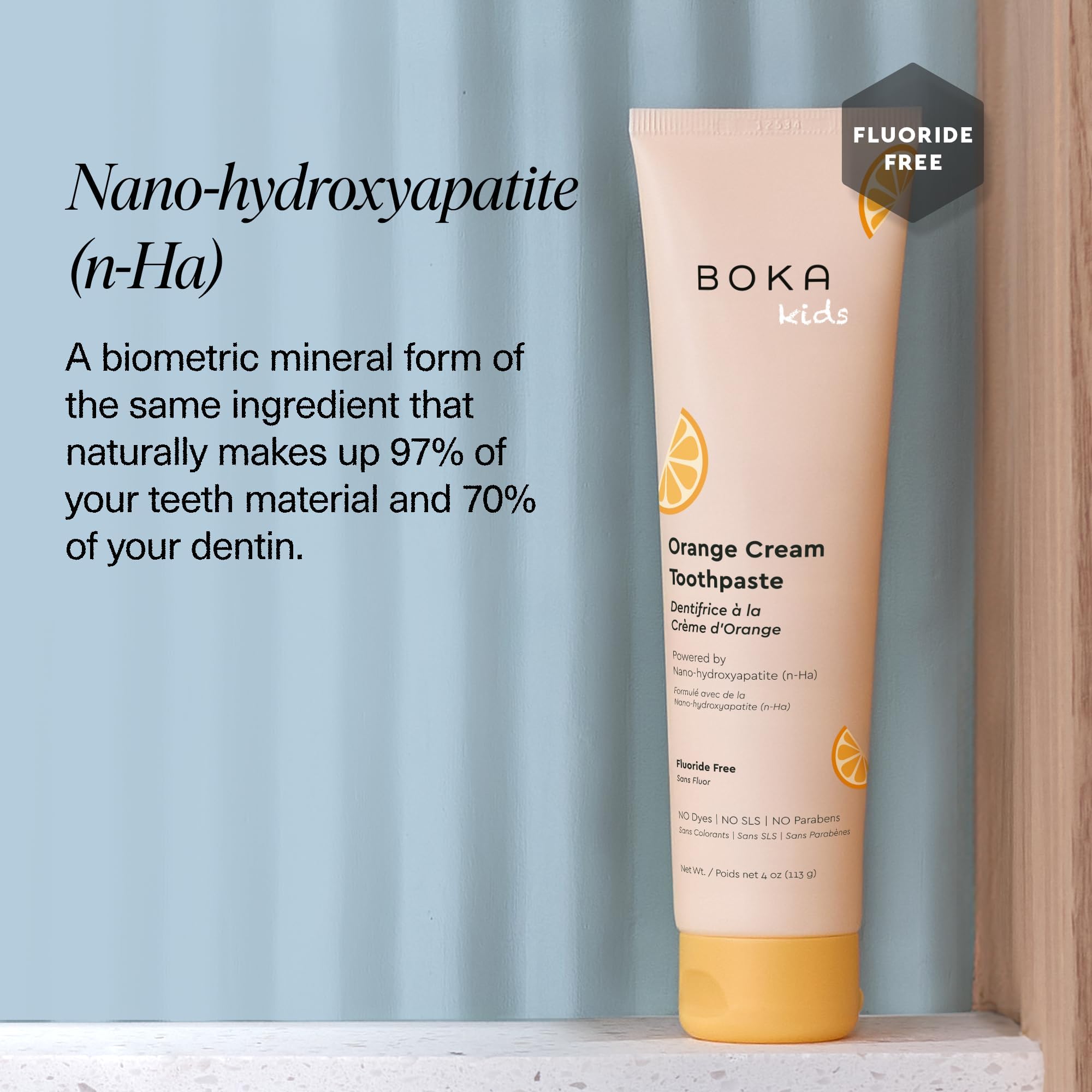 Boka Fluoride Free Toothpaste, Nano Hydroxyapatite, Training Toothpaste - Orange Cream Flavor, 4 Fl Oz (113g) 1Pk 🍁 All In One Marketplace Canada
