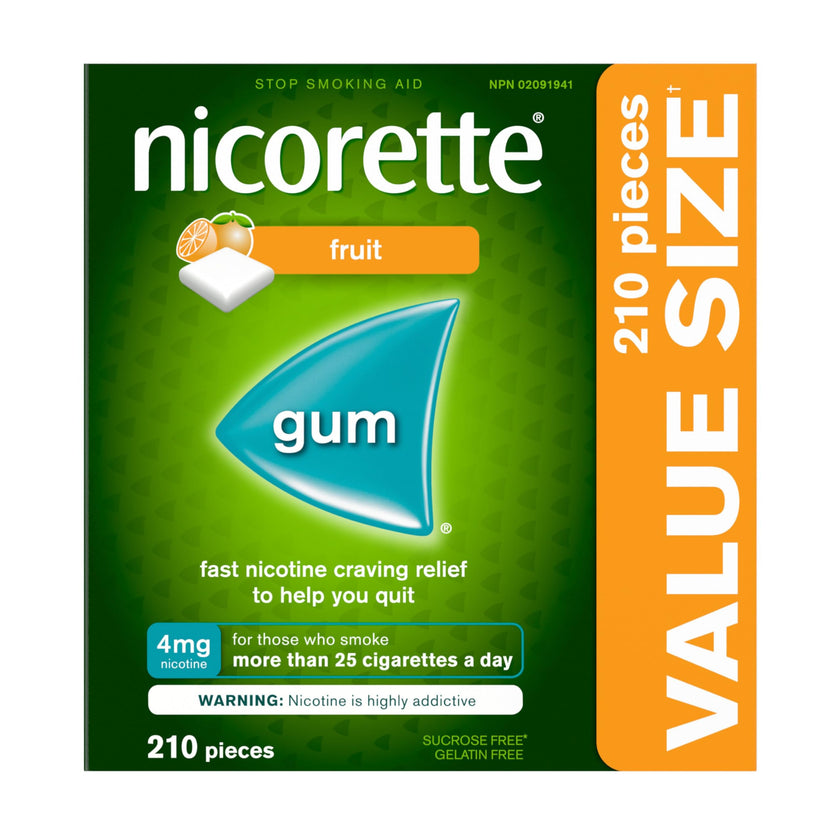 Nicorette 4mg Nicotine Gum, Fruit – Quit Smoking Aid with Fast Craving & Withdrawal Relief, Nicotine Replacement Therapy (NRT), 210 Pieces (Value Size) 🍁 All In One Marketplace Canada