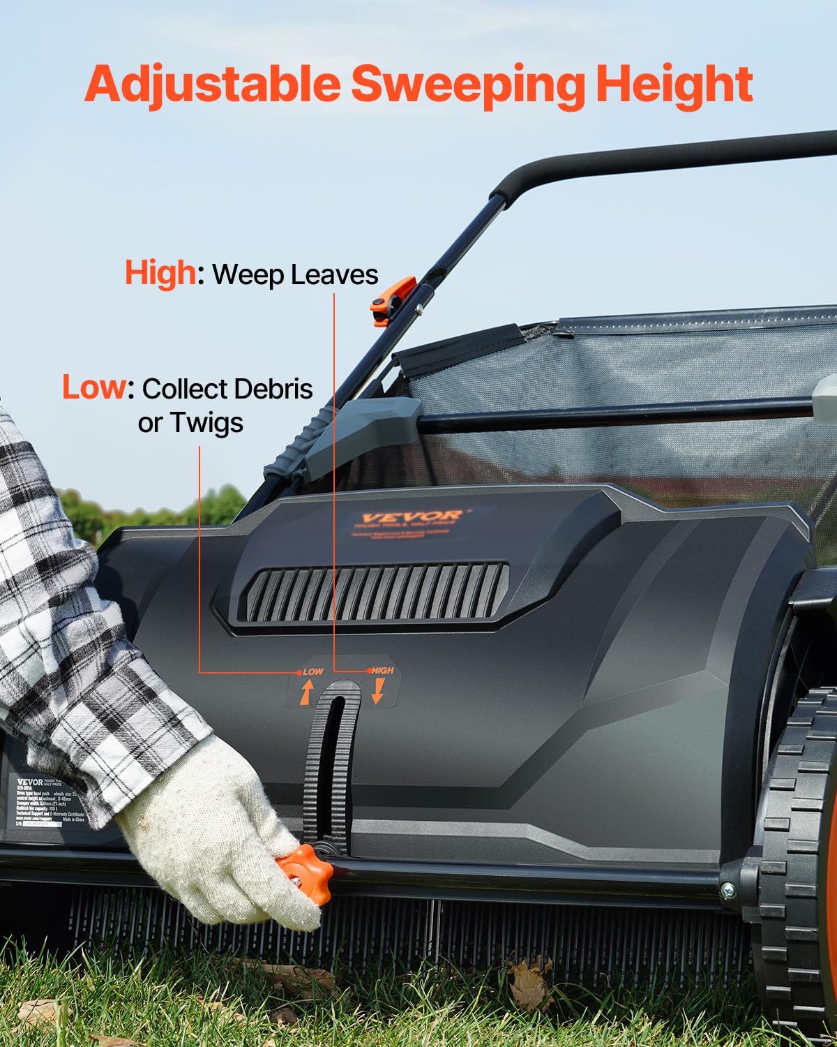 VEVOR Push Lawn Sweeper, 21-inch Leaf & Grass Collector, Strong Wheels & Heavy Duty Thickened Steel Durable to Use with Large Capacity 3.5 cu. ft. Mesh Collection Hopper Bag, 2 Spinning Brushes 🍁 All In One Marketplace Canada