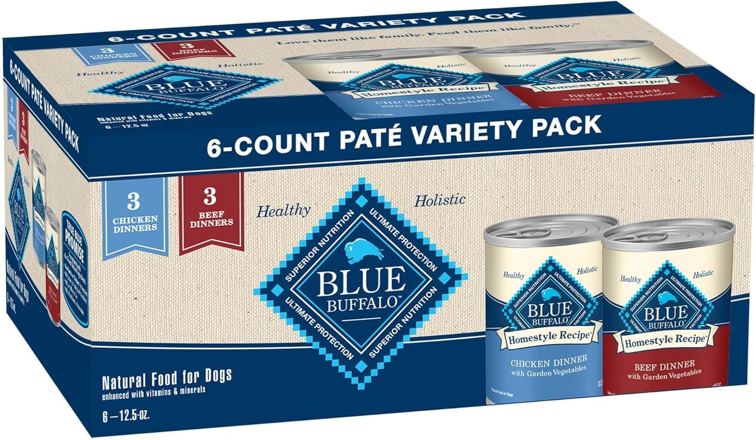 Blue Buffalo Homestyle Recipe Chicken & Beef Dog Wet Food Variety Pack 12.5oz x 6 Cans 🍁 All In One Marketplace Canada