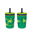 Zak Designs Kelso 15 oz Tumbler Set, (Dino Camo) Non-BPA Leak-Proof Screw-On Lid with Straw Made of Durable Plastic and Silicone, Perfect Toddler Cup Bundle for Kids (2pc Set) 🍁 All In One Marketplace Canada