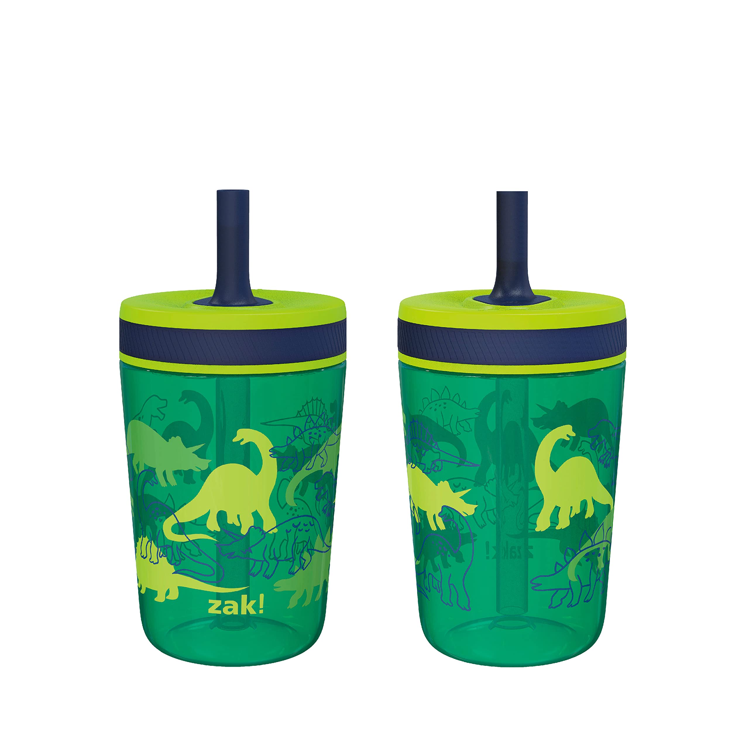 Zak Designs Kelso 15 oz Tumbler Set, (Dino Camo) Non-BPA Leak-Proof Screw-On Lid with Straw Made of Durable Plastic and Silicone, Perfect Toddler Cup Bundle for Kids (2pc Set) 🍁 All In One Marketplace Canada