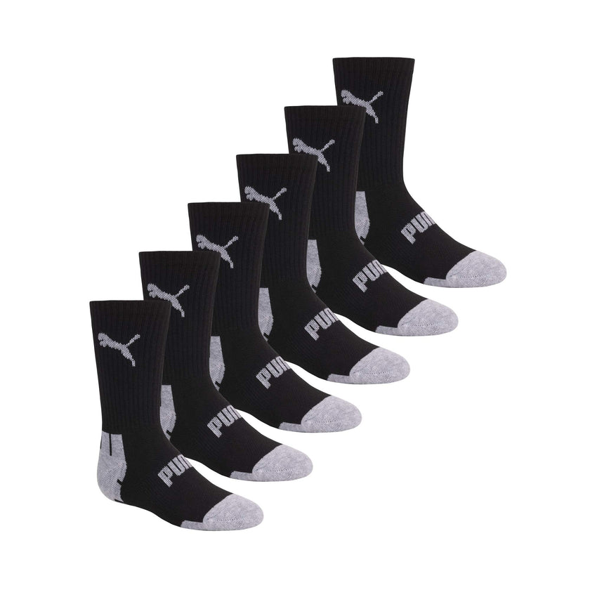 PUMA boys 6 Pack Crew Cut Socks, Black/Grey, 9-11 🍁 All In One Marketplace Canada