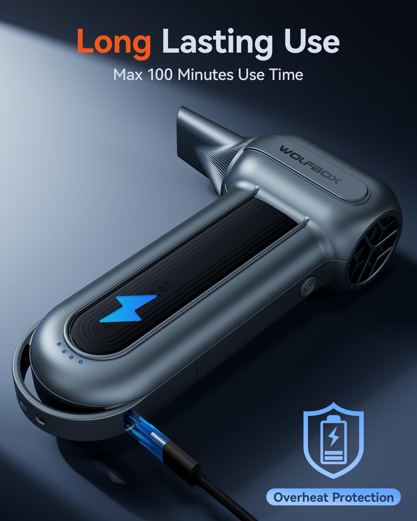 WOLFBOX MF100 Compressed Air Duster-150000RPM Super Power Cordless Air Duster, Rechargeable Brushless Motor Durable Blower, 3-Gear Adjustable Dust Blower for Computer, Keyboard, Outdoor, House and Car 🍁 All In One Marketplace Canada