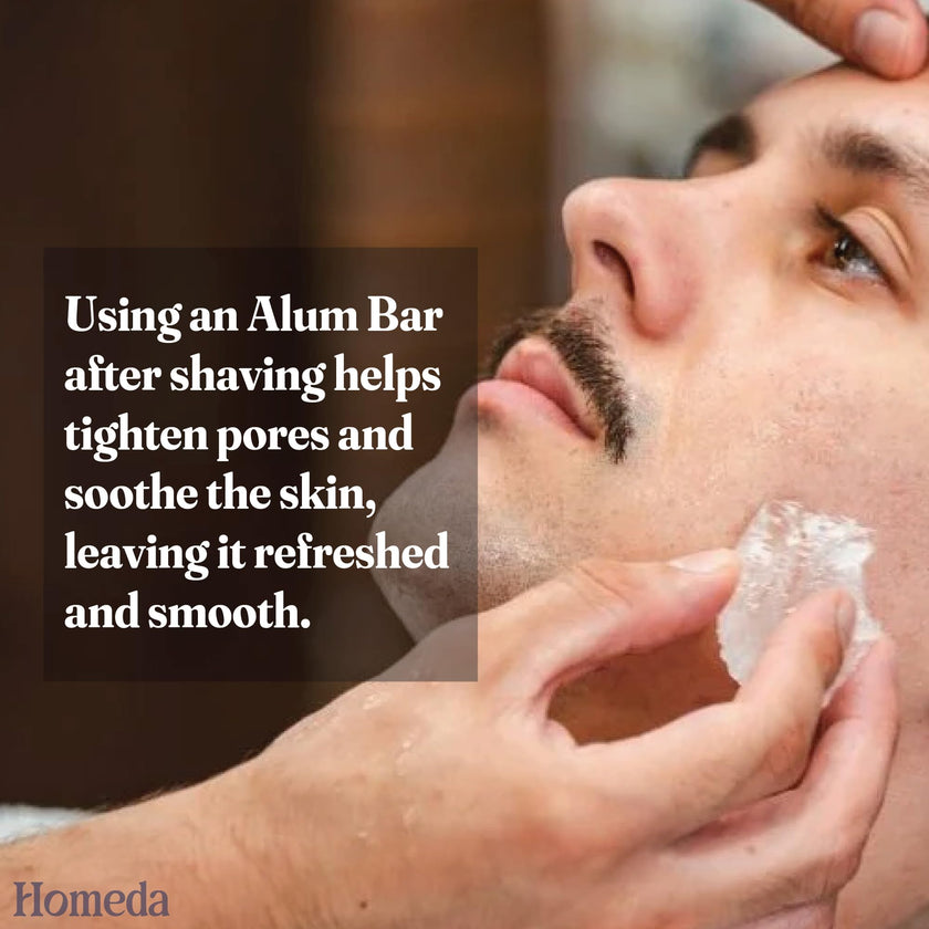 Homeda Alum Block for Shaving, Alum Stone Deodrant for Face (100g), Piedra De Alumbre Natural Bar for Underarm, Fitkari - Allum Rock with Storage Case (1 Piece) 🍁 All In One Marketplace Canada