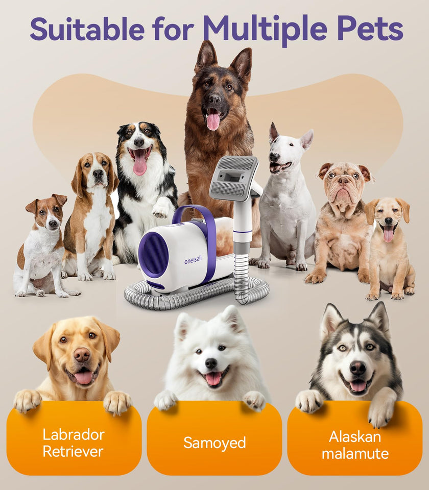 oneisall Dog Grooming Vacuum Kit: 15000Pa Shedding Brush with Grooming Tools, 3 Suction Low Noise, for Pet Thick and Undercoat, 1.5L Dust Cup, Dog Hair Vacuum, Home Cleaning, LM5 🍁 All In One Marketplace Canada