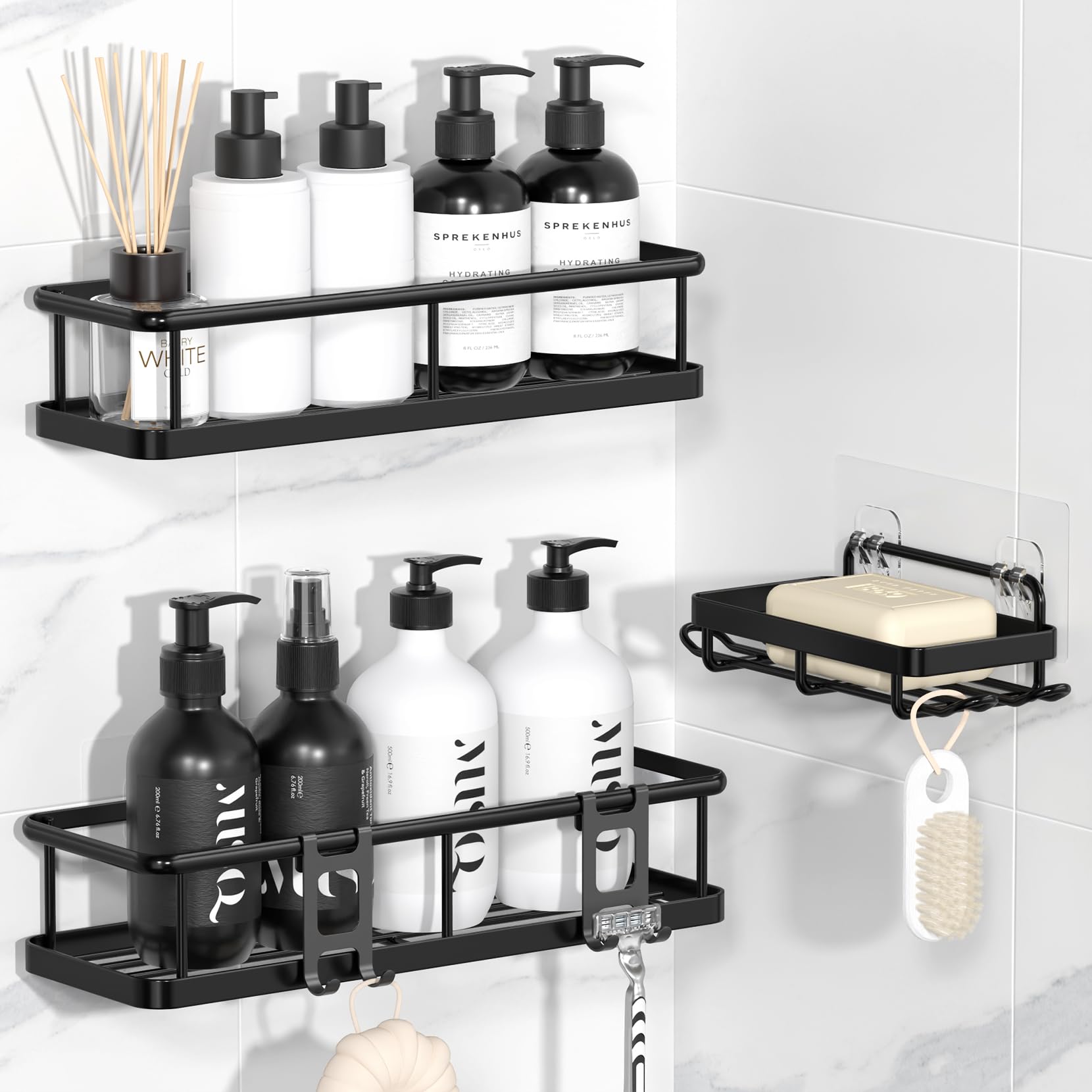 YASONIC Shower Caddy Adhesive, 100% Rustproof Shower Shelves 3 Piece 🍁 All In One Marketplace Canada