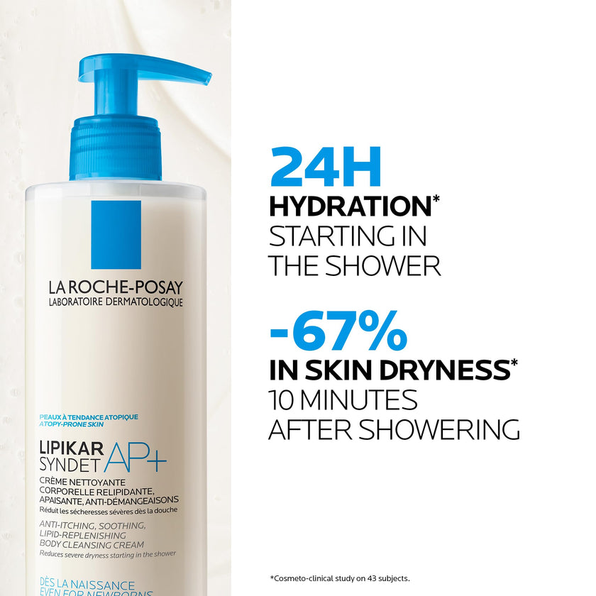 La Roche-Posay Body Wash, Lipikar Syndet AP+ Anti-Itch Body Wash For Eczema-prone Skin with Shea Butter & Niacinamide, Fragrance Free, Suitable for Sensitive Skin, 400ml 🍁 All In One Marketplace Canada