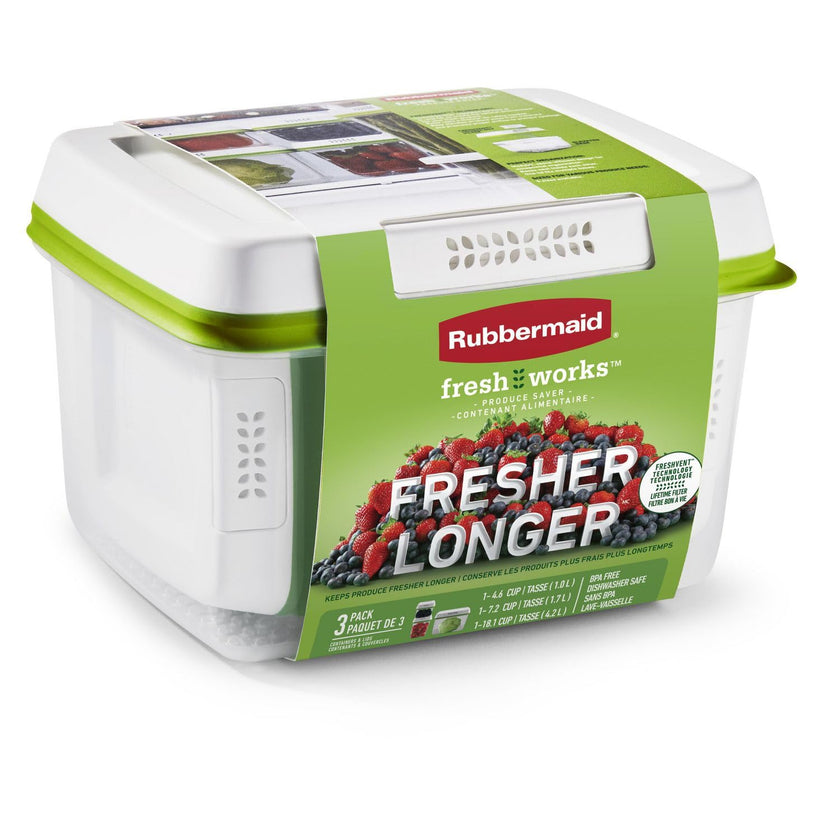 Rubbermaid FreshWorks Produce Saver, Medium and Large Produce Storage Containers, 3 Pack 🍁 All In One Marketplace Canada