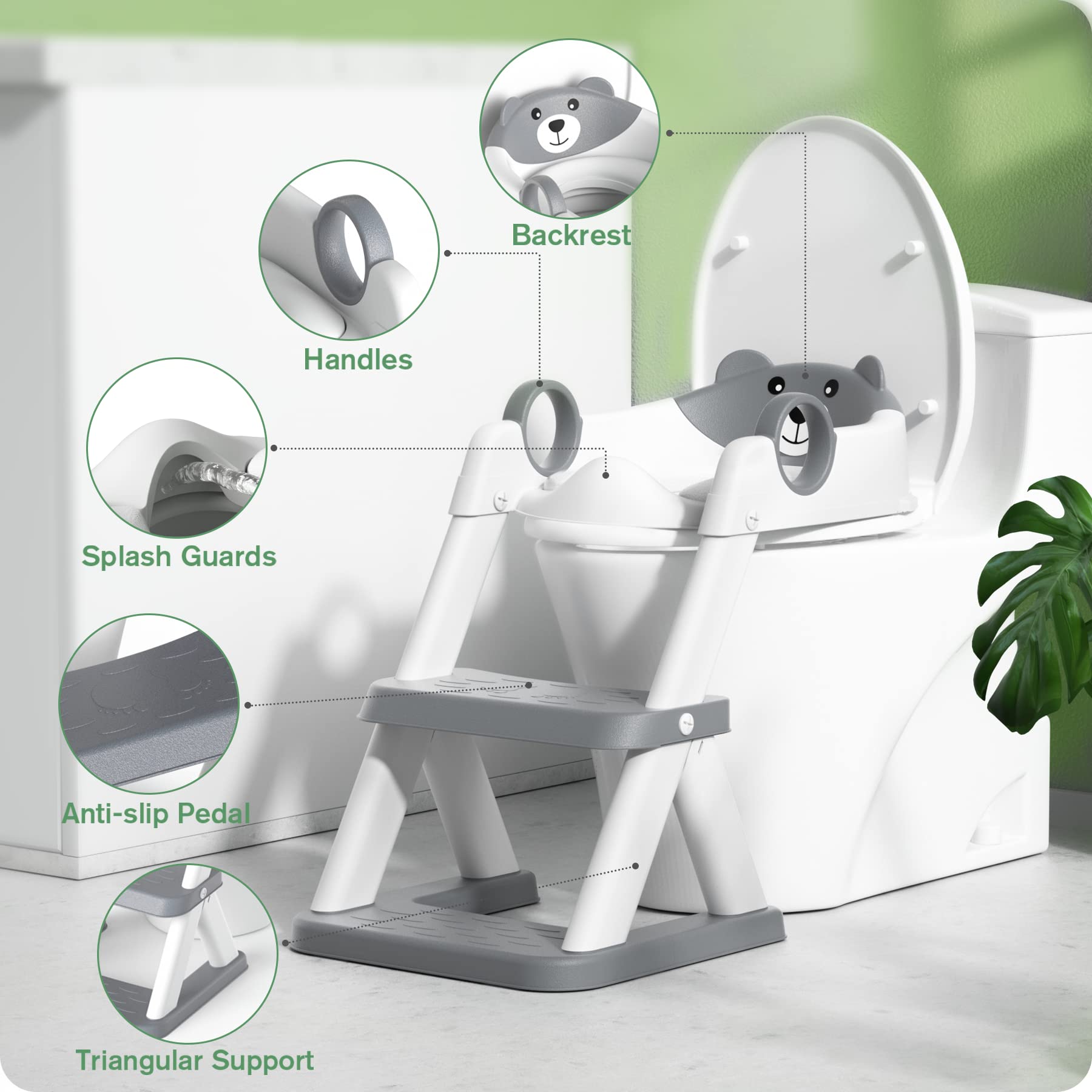 Rabb 1st Potty Training Seat, Upgrade Toddler Toilet Seat for Kids Boys Girls, 2 in 1 Potty Training Toilet for Kids, Splash Guard Anti-Slip Pad Step Stool 🍁 All In One Marketplace Canada