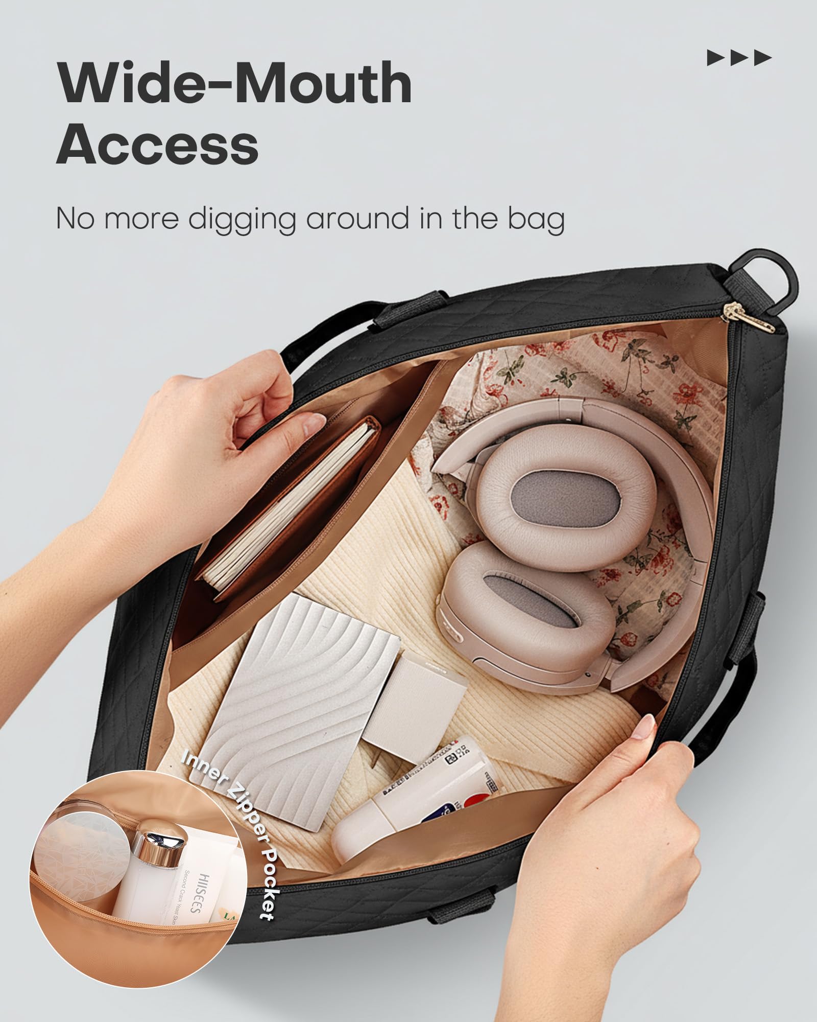 HOTOR Travel Duffel Bag - Large Weekender Bags for Women, Carry On Bag with Shoe Compartment, Overnight Bag with Toiletry Bag for Travel Essentials and Travel Accessories, Black, 34.0 x 45.0 x 20.0 cm 🍁 All In One Marketplace Canada