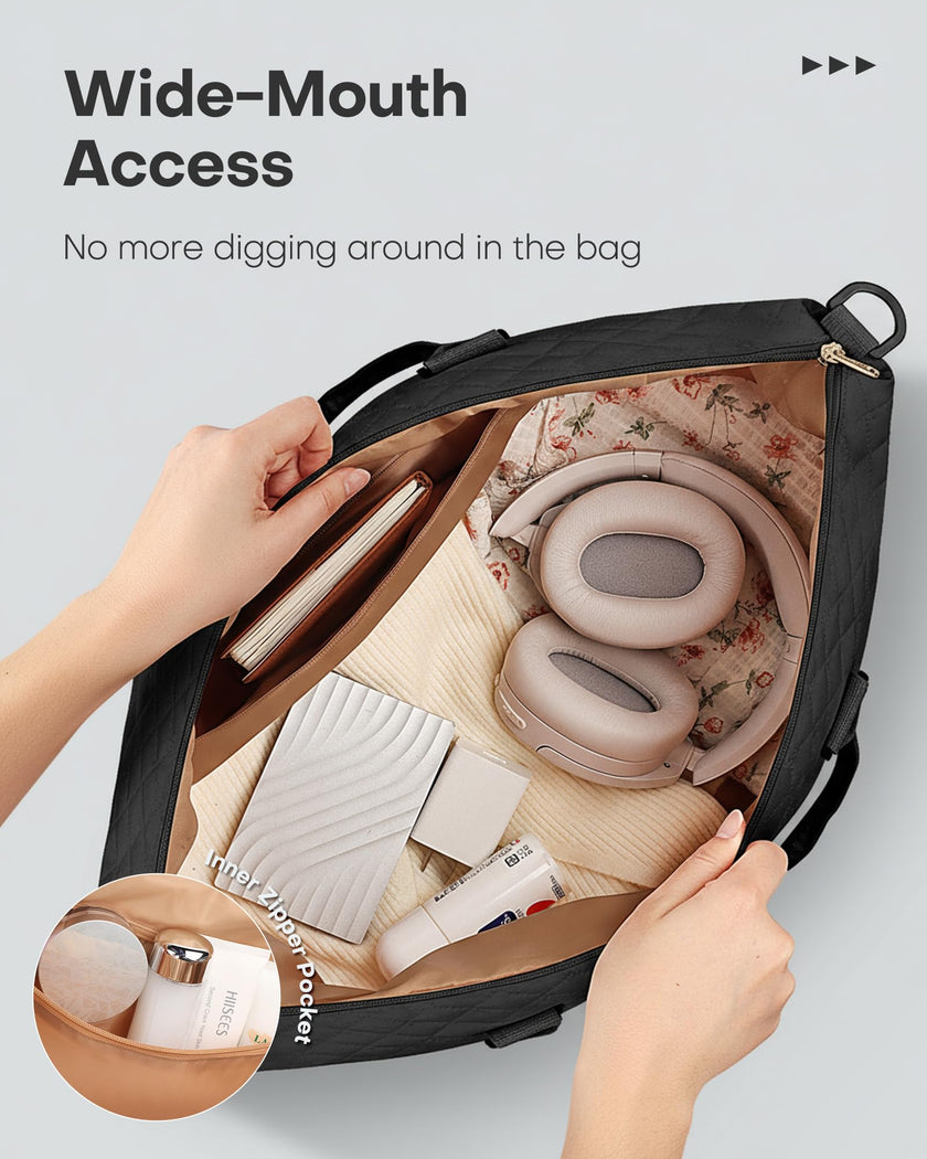 HOTOR Travel Duffel Bag - Large Weekender Bags for Women, Carry On Bag with Shoe Compartment, Overnight Bag with Toiletry Bag for Travel Essentials and Travel Accessories, Black, 34.0 x 45.0 x 20.0 cm 🍁 All In One Marketplace Canada