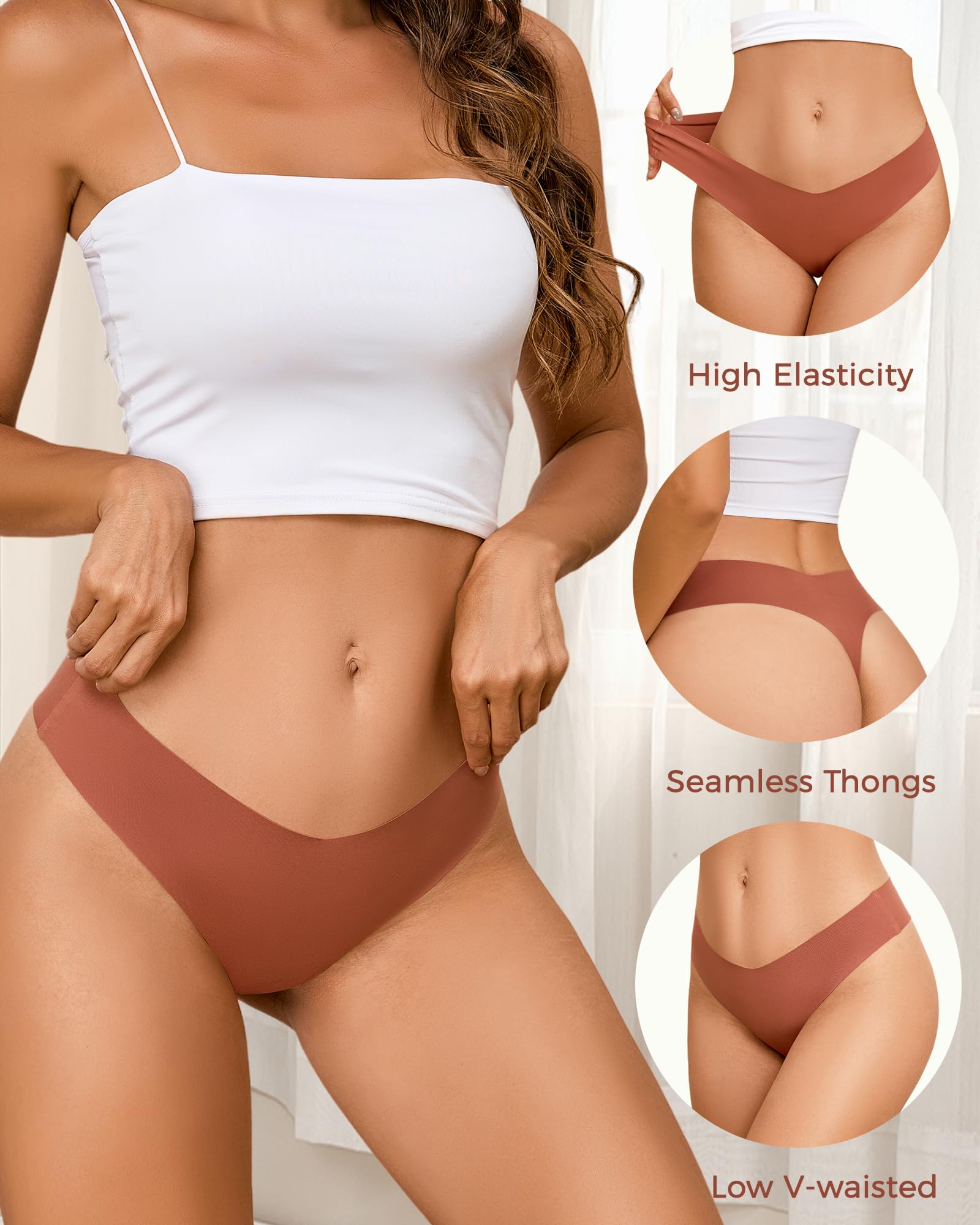 Underwear Womens Seamless Underwear Thongs for Women Sexy No Show V-Waisted Ladies Tangas Panties 6 Pack 🍁 All In One Marketplace Canada