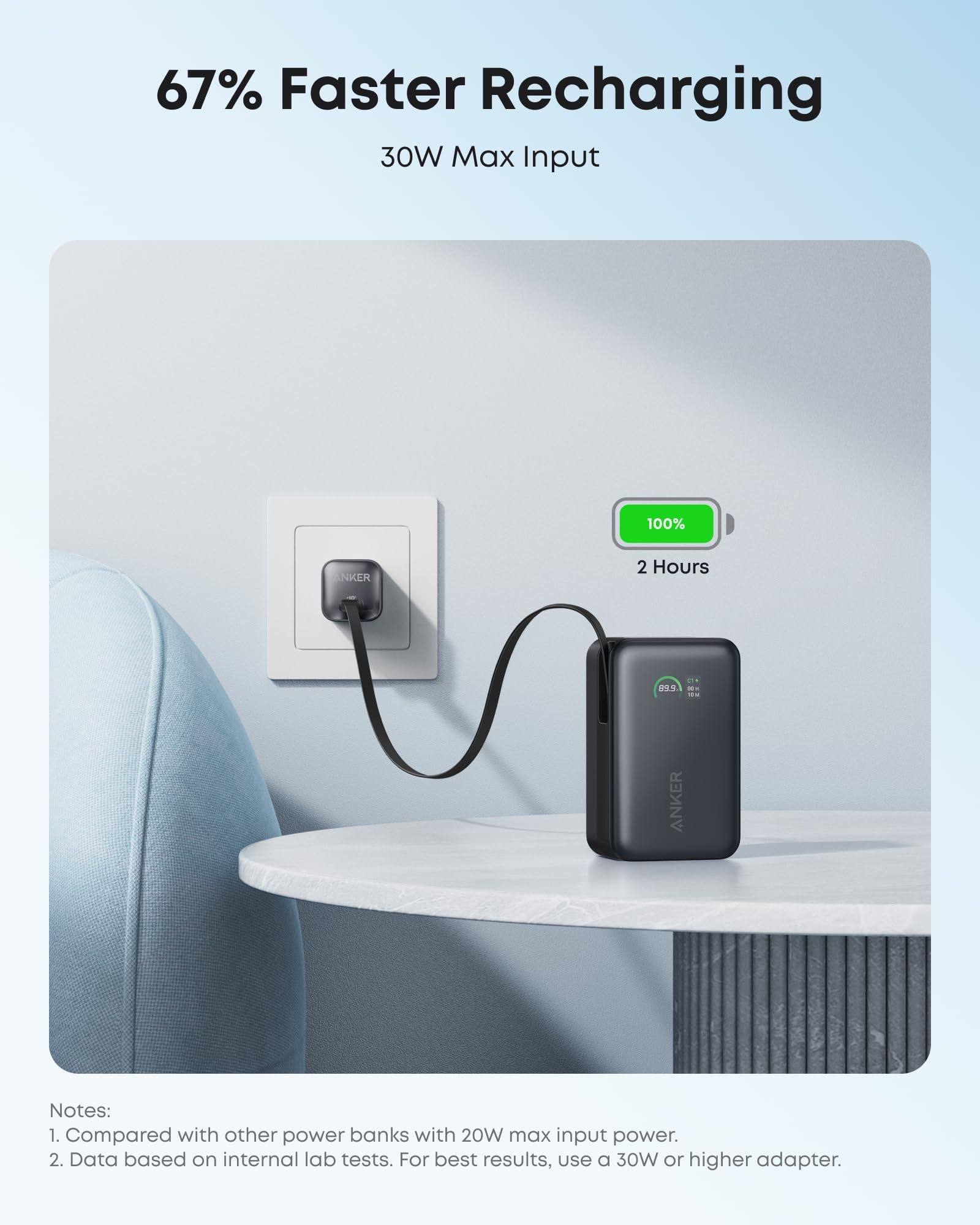 Anker Nano Power Bank, 10,000mAh Portable Charger with 2.3 ft Anker InstaCord Retractable Cable, 45W Max Compact Battery Pack, Smart Display, for iPhone 17/16 Series,iPad,Galaxy,Pixel and More (Black) 🍁 All In One Marketplace Canada