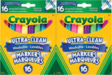 Crayola Ultra-Clean Washable Broad Line Markers (2 Boxes), Bulk Classroom Markers for Kids, 16 Colours, Teacher Must Haves Wishlist, Bulk School Supplies 🍁 All In One Marketplace Canada