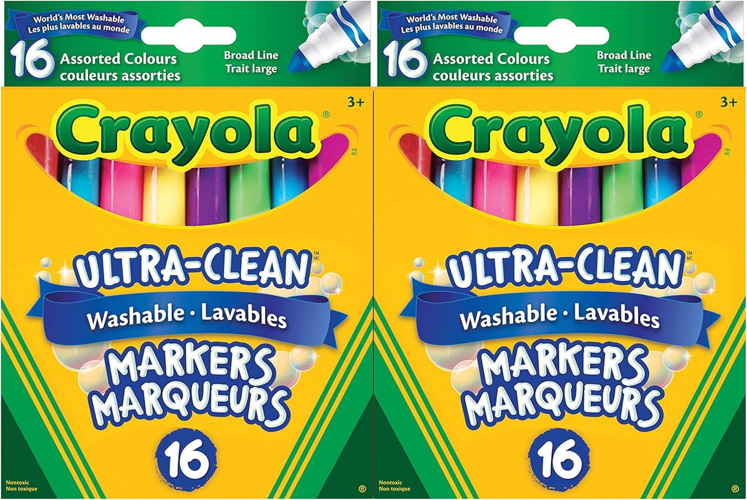 Crayola Ultra-Clean Washable Broad Line Markers (2 Boxes), Bulk Classroom Markers for Kids, 16 Colours, Teacher Must Haves Wishlist, Bulk School Supplies 🍁 All In One Marketplace Canada