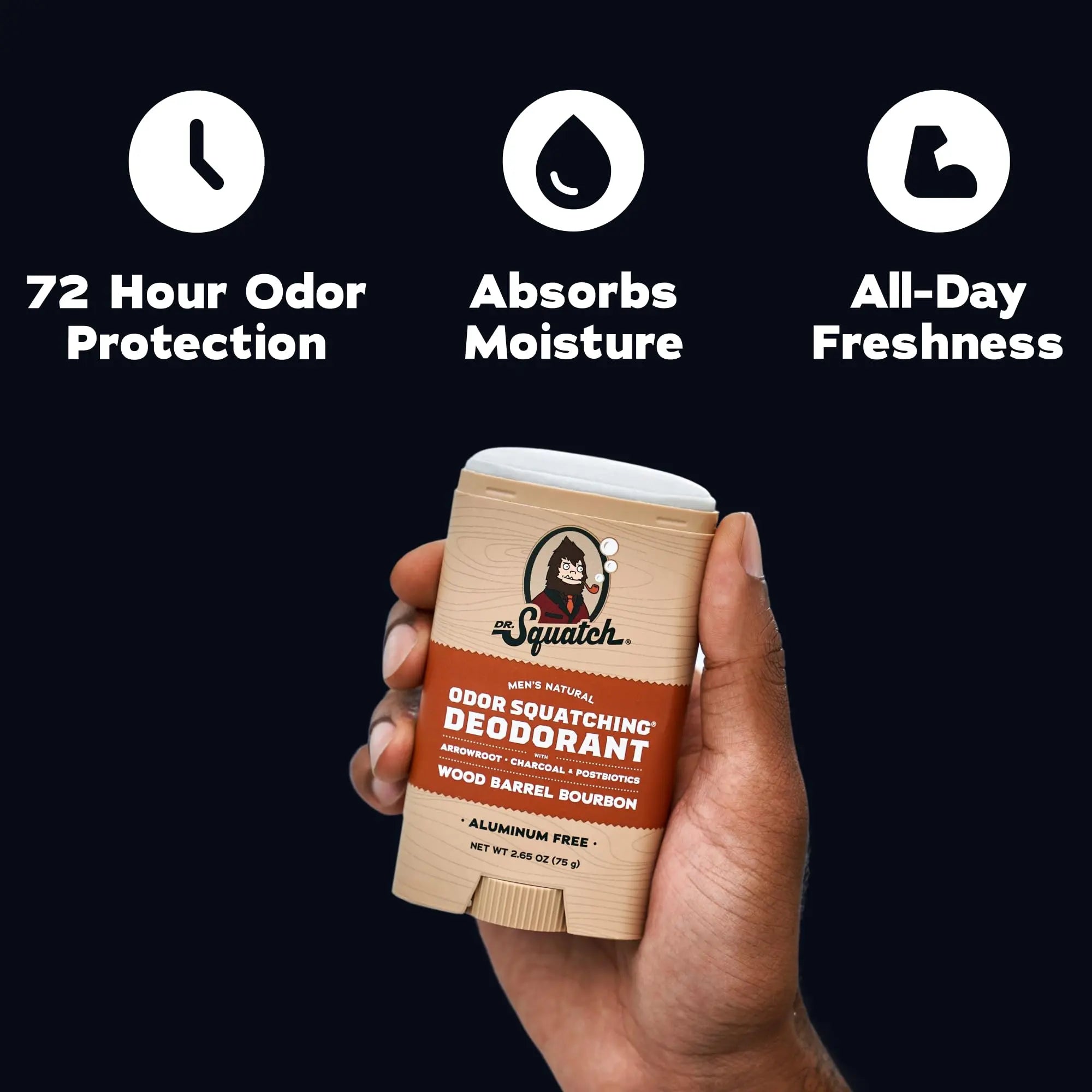 Dr. Squatch Natural Men’s Deodorant – Aluminium Free Natural Deodorant For Men with Charcoal & Postbiotics for 72-Hour Odor Protection – Wood Barrel Bourbon, 2.65oz Stick (2-pack) 🍁 All In One Marketplace Canada