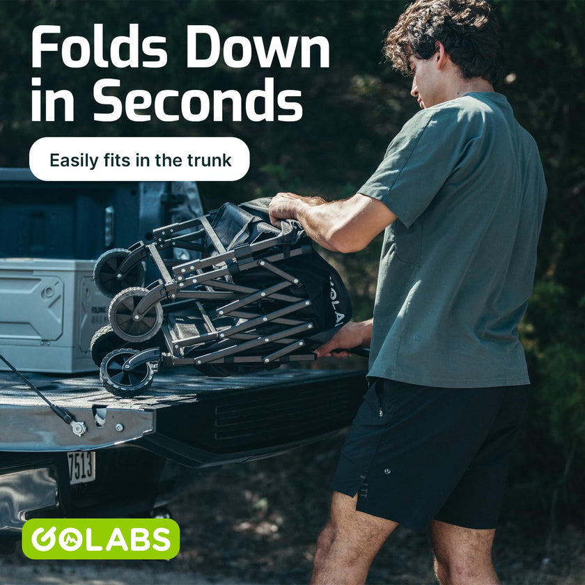 Golabs Collapsible Wagon Cart Max 350lb Load & Expandable Storage 100L, Double Bearing Design for Flexible Steering, Foldable Heavy Duty Garden Cart with 2 Cup Holders for Groceries, Garden & Camping 🍁 All In One Marketplace Canada