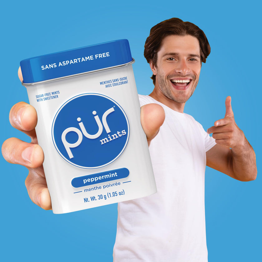 PUR Mints | Aspartame Free | Made with Xylitol | Sugar Free, Vegan, Gluten Free & Keto Friendly | Natural Peppermint Flavoured Mints, 30 Pieces (Pack of 12) 🍁 All In One Marketplace Canada