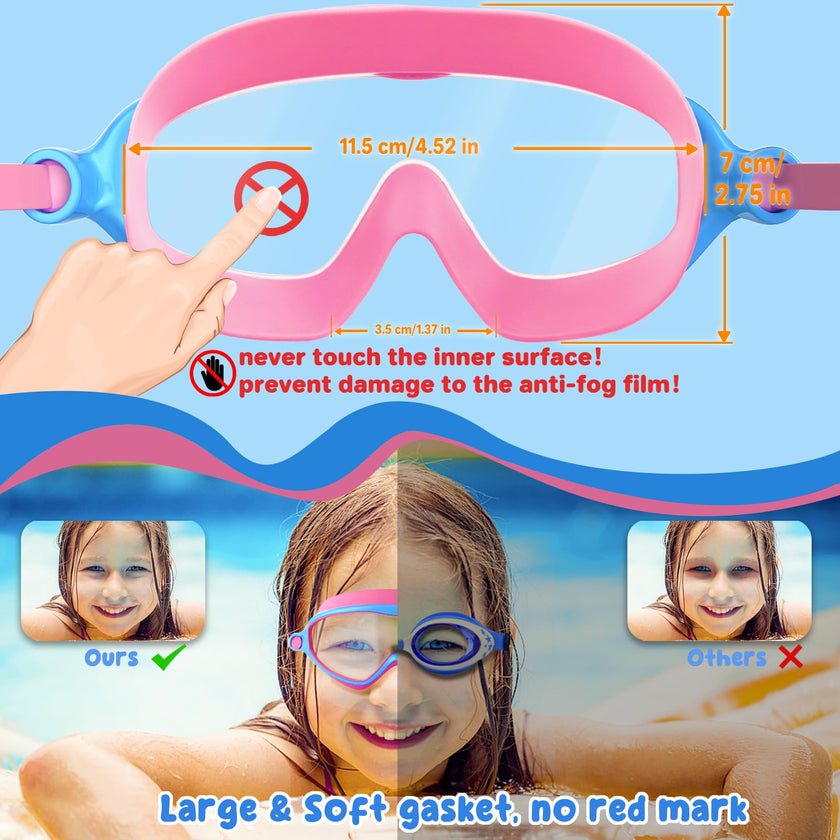 Kids Goggles Swimming, 2 Pack Kids Swimming Goggles for Age 4-14 Wide Vision Anti-Fog UV Protection Waterproof for Boys Girls 🍁 All In One Marketplace Canada