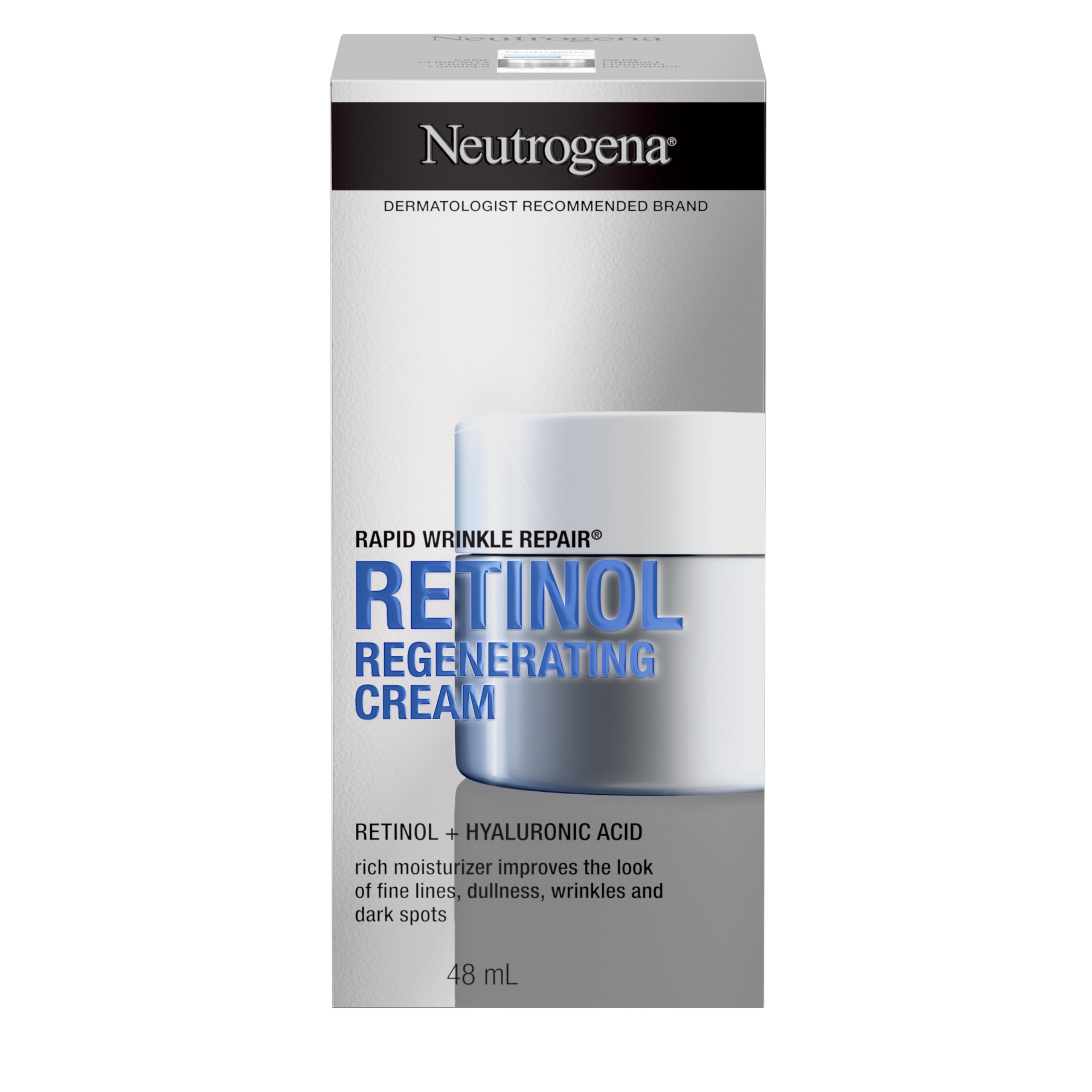 Neutrogena Retinol Face Moisturizer, Rapid Wrinkle Repair, Daily Anti-Aging Neck & Face Cream with Hyaluronic Acid, Retinol Cream, Fragrance Free, Fades Fine Lines, Wrinkles and Dark Spots, 48 mL 🍁 All In One Marketplace Canada