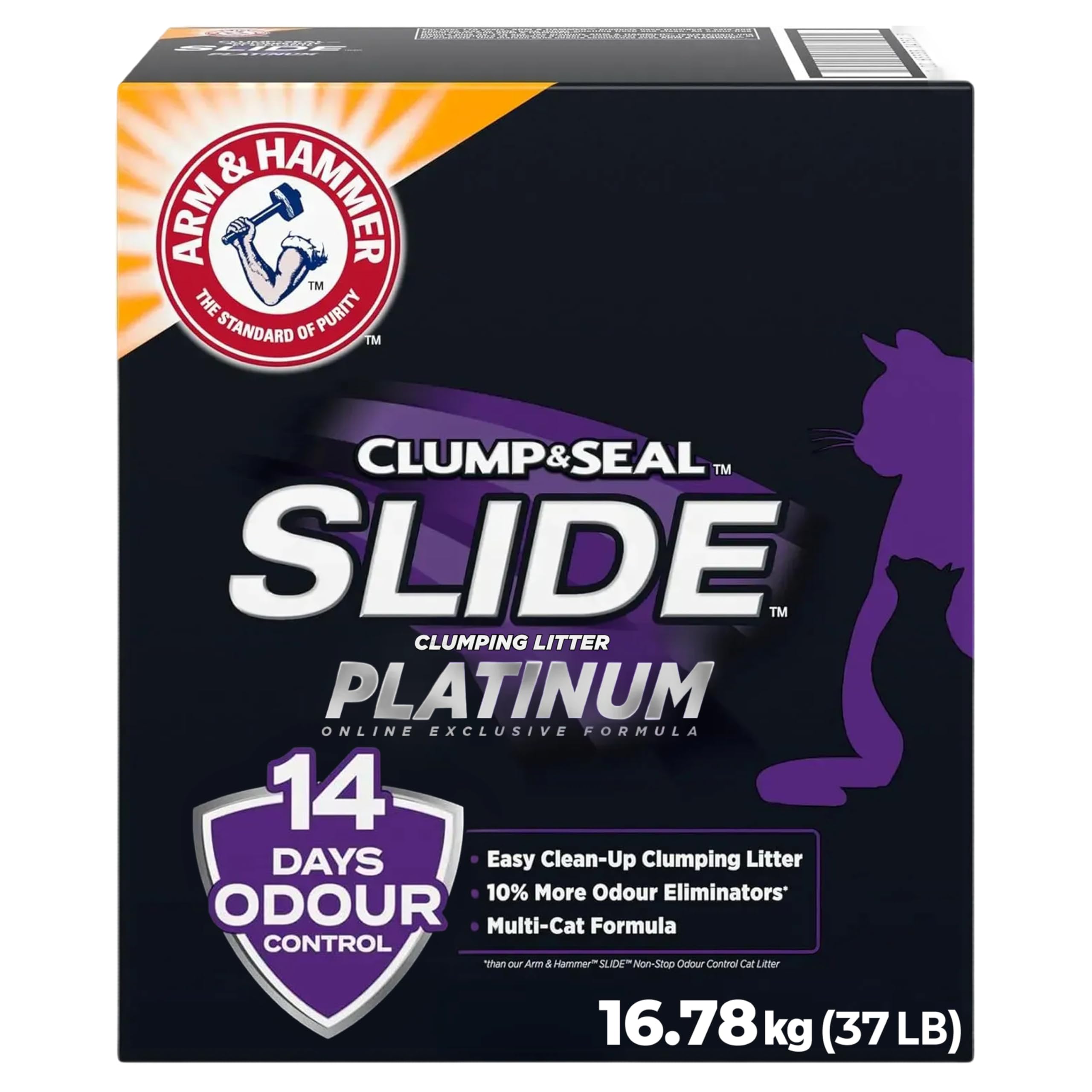 ARM & HAMMER Platinum Clumping Cat Litter, 2x Longer odour Control, Multi-Cat Clay, Ultimate 14-Day Freshness, Extra Oduor Eliminators, Effortless Clean, Dust-Free, Heavy-Duty Clumping, 16.78 kg 🍁 All In One Marketplace Canada