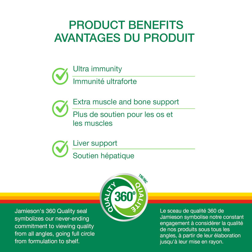 Jamieson 100% Complete Multivitamin Max Strength, with Higher Concentrations of Vitamin B, Vitamin C, and Vitamin D. Supports Immunity, Energy, and Overall Health, Gluten-Free, One Per Day, 115 Caplets 🍁 All In One Marketplace Canada