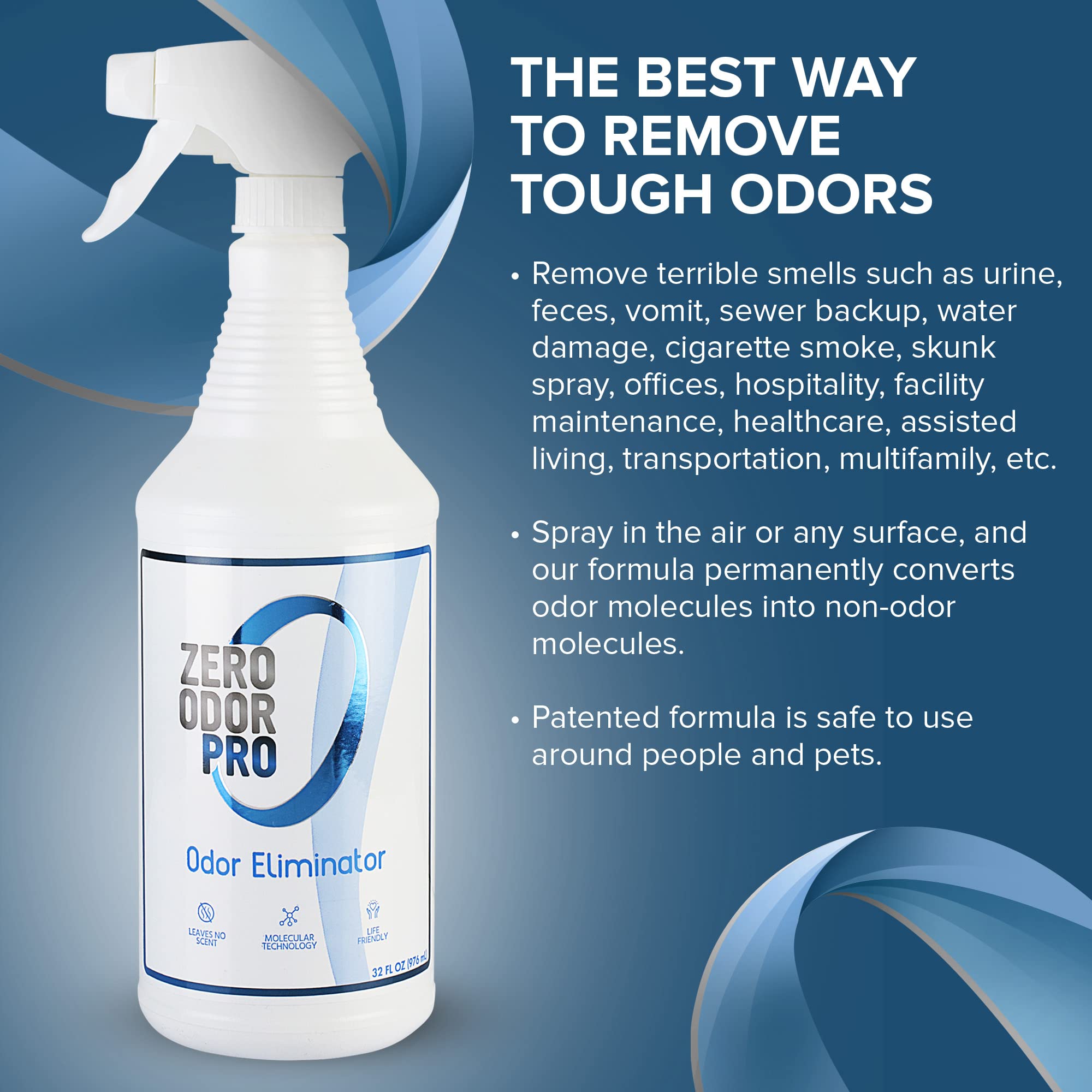 Zero Odor – Professional Odor Eliminator- Eliminate Extreme Air & Surface Odor– Patented Molecular Technology Best for Strong, Persistent Odor- Smell Great Again, 32oz(Over 700 Sprays) 🍁 All In One Marketplace Canada