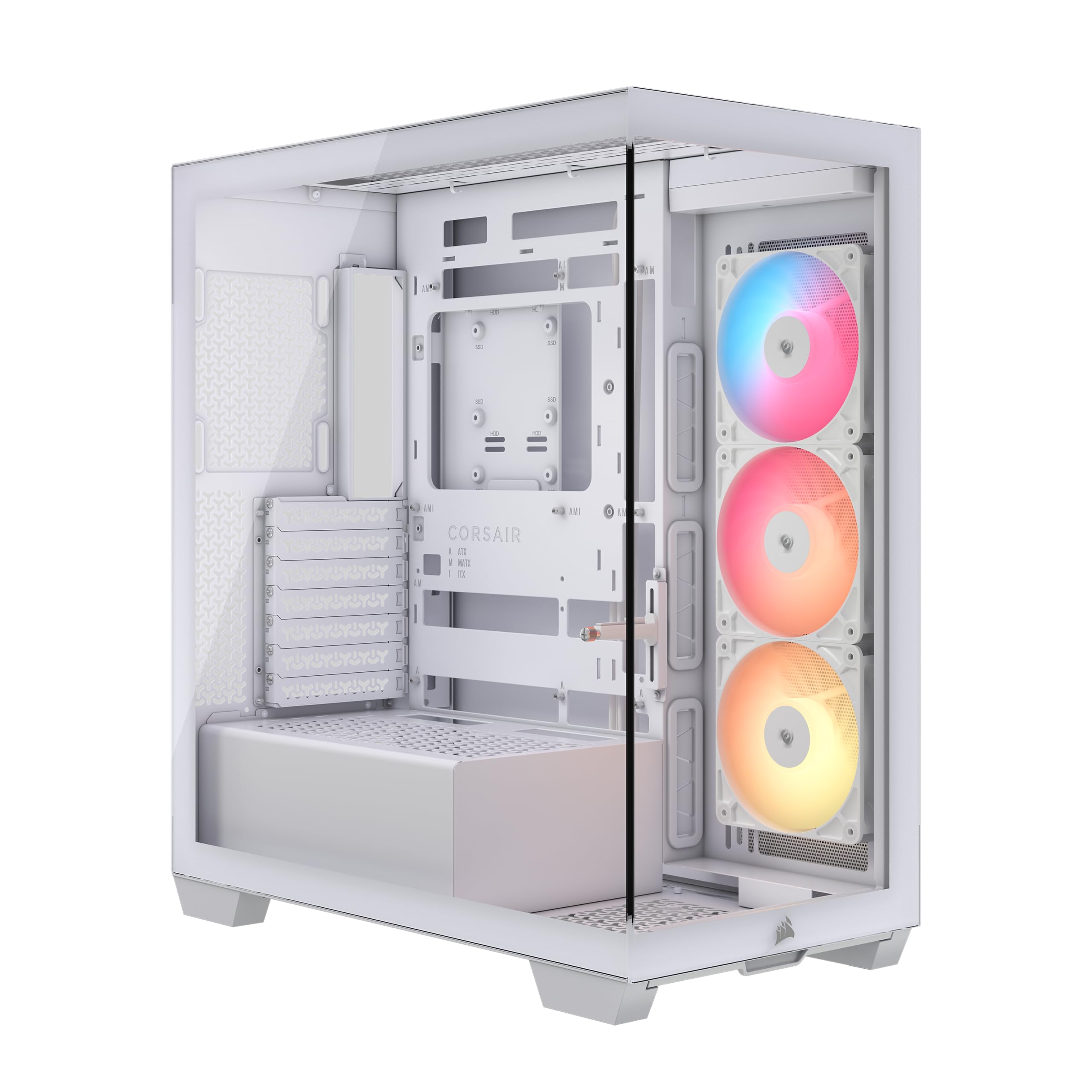 CORSAIR 3500X RS-R ARGB Mid-Tower PC Case – 3X Pre-Installed RS120-R ARGB Fans, GPU Anti-Sag Arm, Fits up to 10x 120mm Fans, Reverse Connection Motherboard Compatible – White 🍁 All In One Marketplace Canada