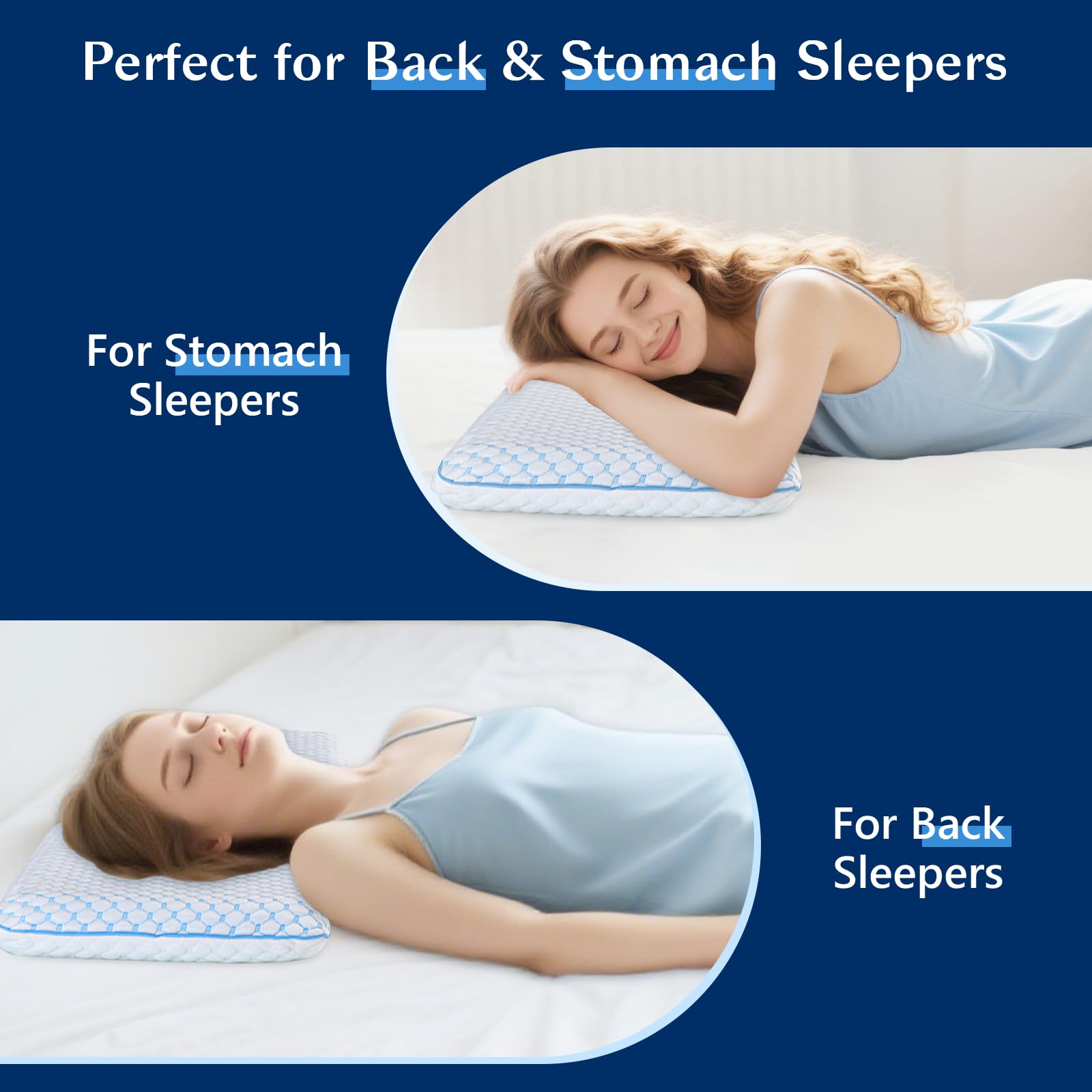 Ultra Thin Pillow for Sleeping- Cooling Gel Flat Pillow for Stomach and Back Sleepers, Slim Stomach Sleeping Pillows, Low Profile Memory Foam Pillows with Washable Cover 🍁 All In One Marketplace Canada