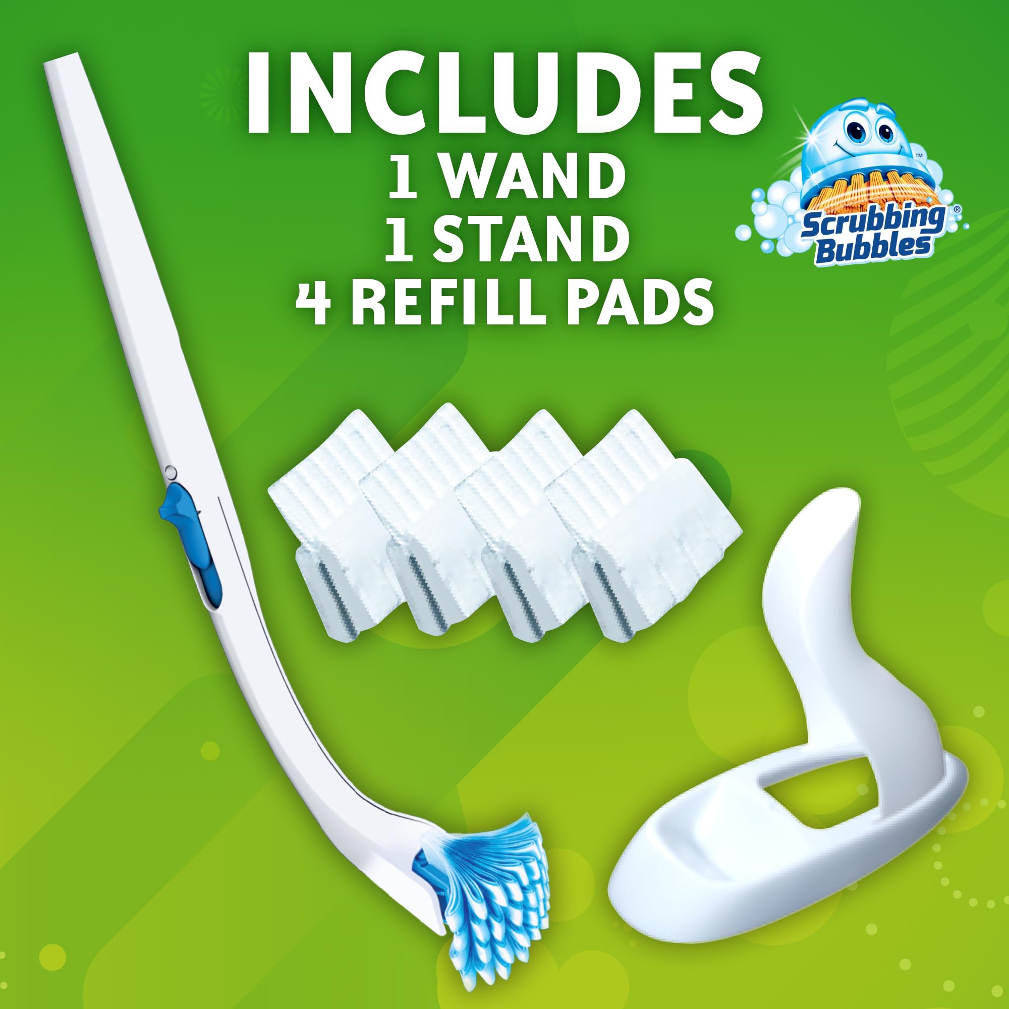 Scrubbing Bubbles Fresh Brush Toilet Bowl Cleaning System Starter Kit, Stain Removing, Citrus Action Scent, Includes: Wand + 4 Refills + 1 Stand 🍁 All In One Marketplace Canada