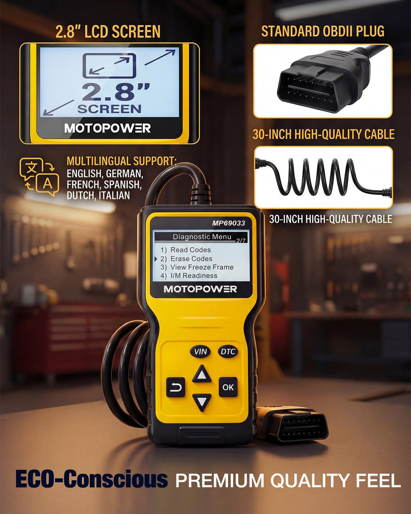MOTOPOWER MP69033 Car OBD2 Scanner Code Reader Engine Fault Scanner CAN Diagnostic Scan Tool for All OBD II Protocol Cars Since 1996, Yellow 🍁 All In One Marketplace Canada