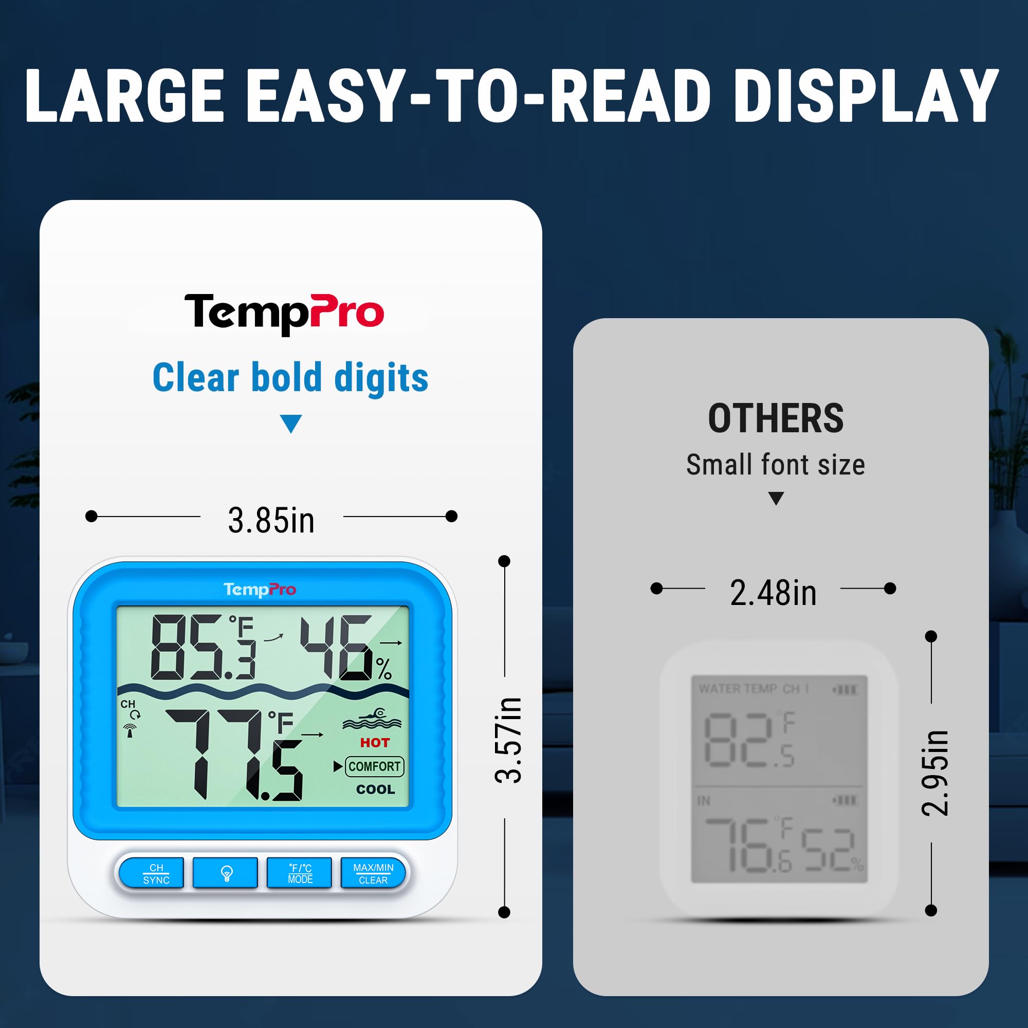 TempPro Waterproof Wireless Pool Thermometer Easy Read, Digital Pool Thermometer Floating for Swimming Pool, Hot Tub, Cold Plunge, Pond, Upgraded IPX8 Water Temperature Monitor (Previously ThermoPro) 🍁 All In One Marketplace Canada