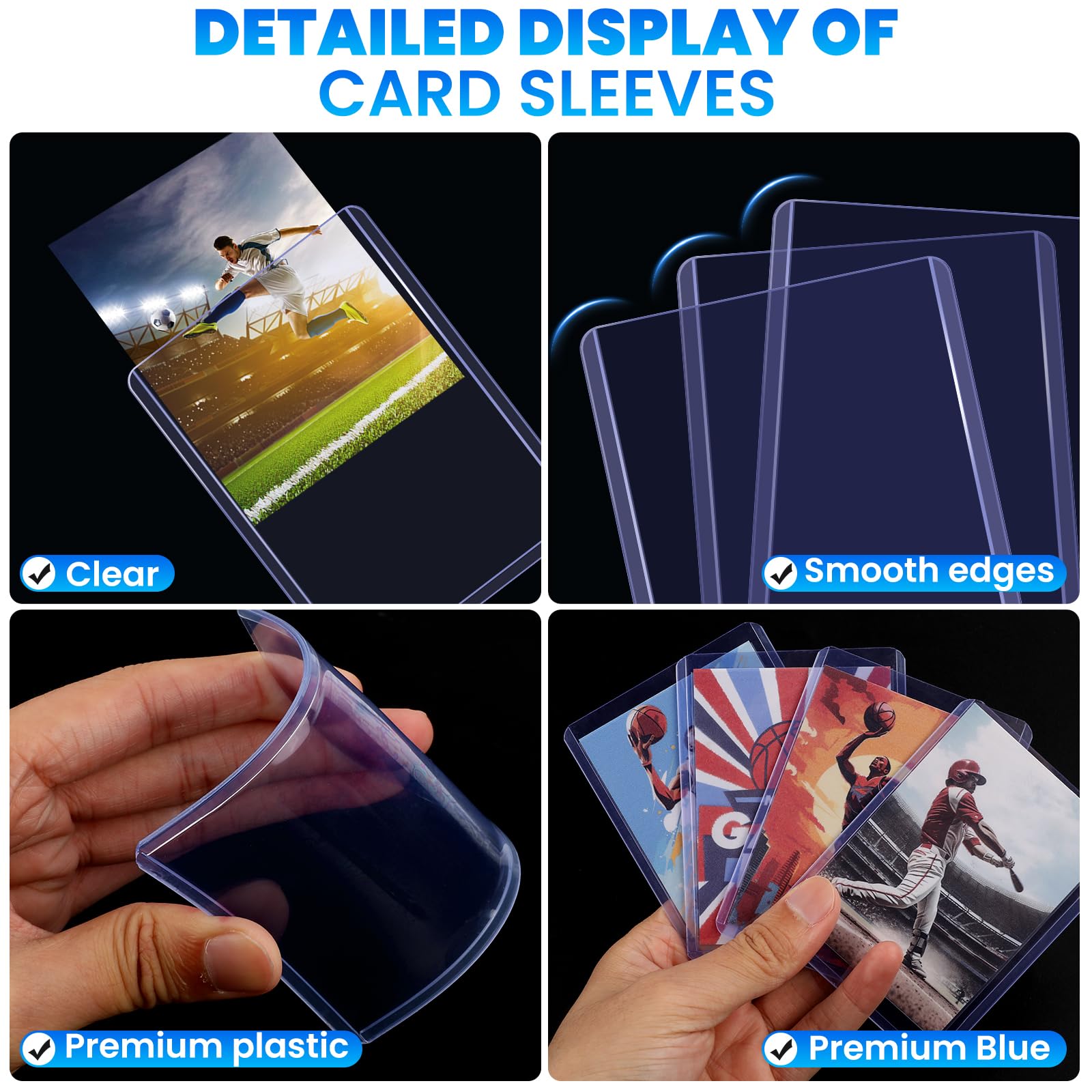 ZENOWICK 200 Packs Card Sleeves Hard, Top Loaders for Cards 3