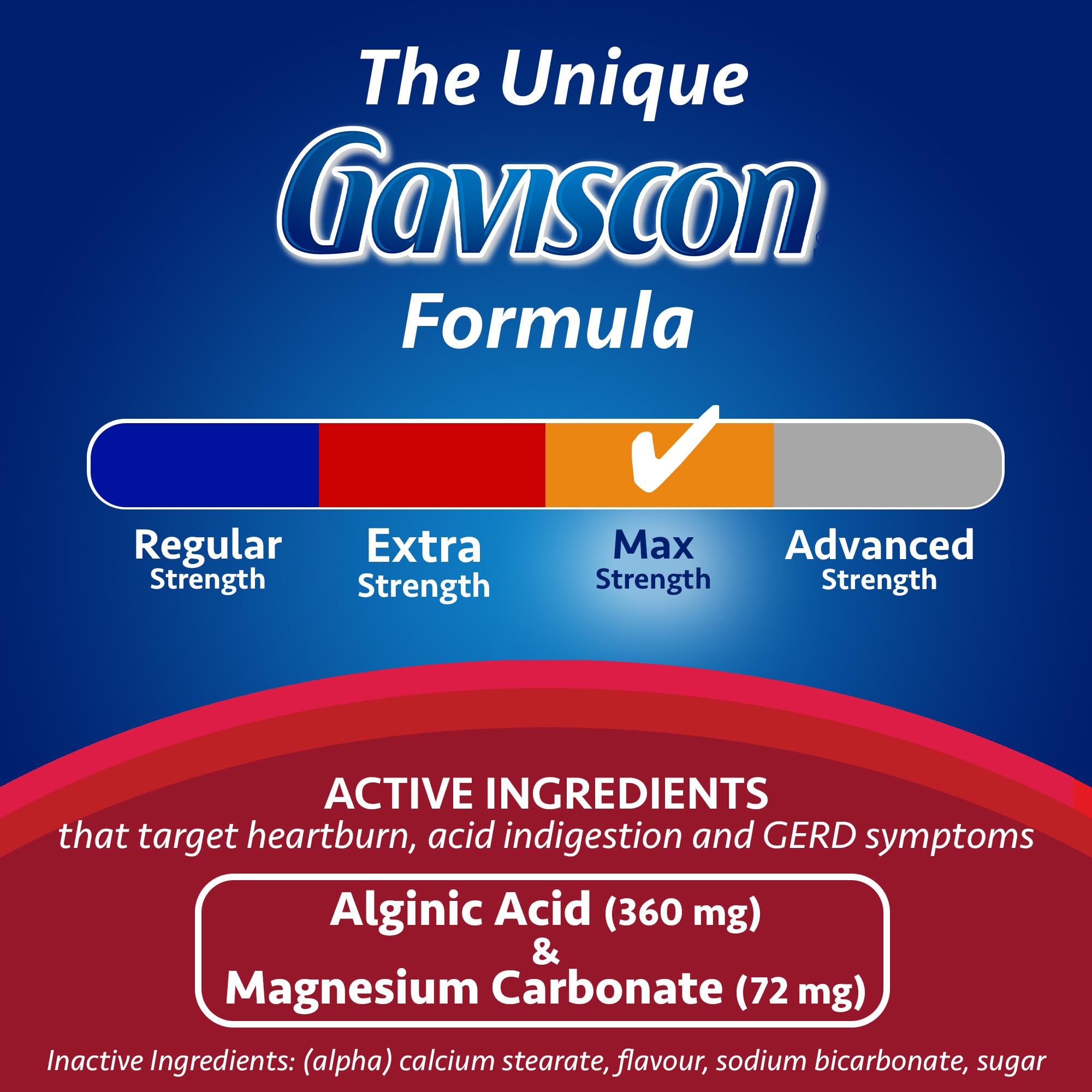 Gaviscon Max Relief Tablets - 50 Count - Chewable Foaming Antacid Tablets for Day and Night Heartburn Relief, Acid Reflux and GERD Relief, Berry Blend - Free of Aluminum, Lactose and Gluten 🍁 All In One Marketplace Canada